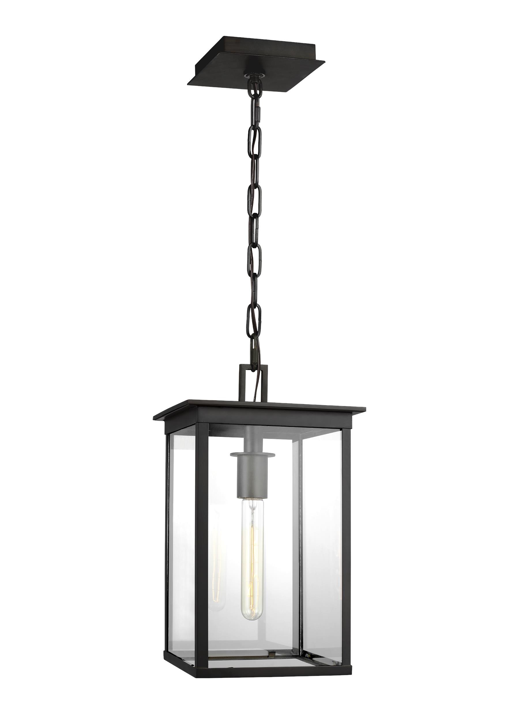 Generation Lighting CO1141HTCP Freeport 1 -Light Heritage Copper Transitional Clear glass Geometric Mini Outdoor Hanging Pendant light