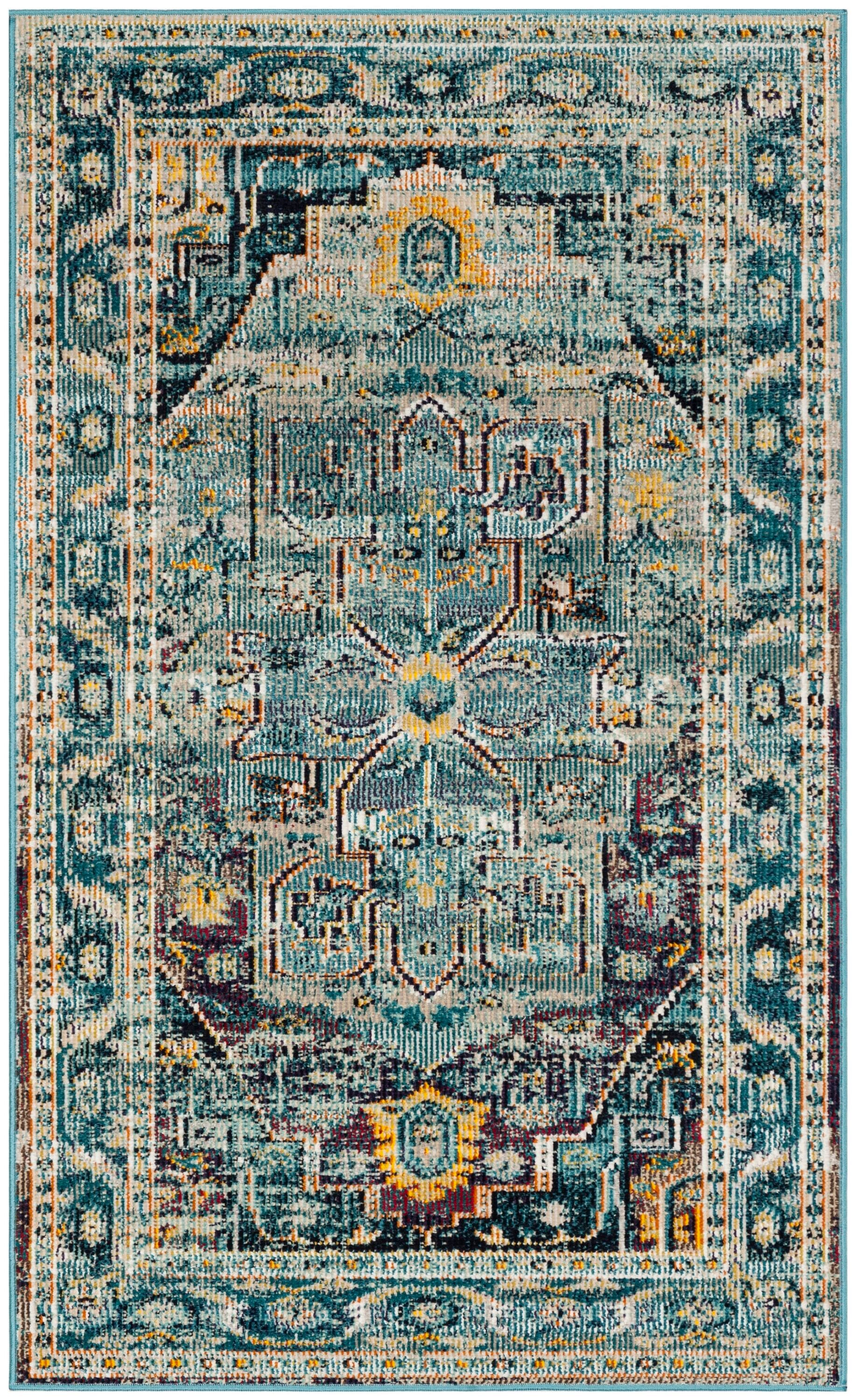 Safavieh CRS503D-3 Crystal Lucca 3 x 5 (ft) Tufted Polypropylene Teal/Purple Rectangular Indoor Distressed/Overdyed Vintage Throw rug