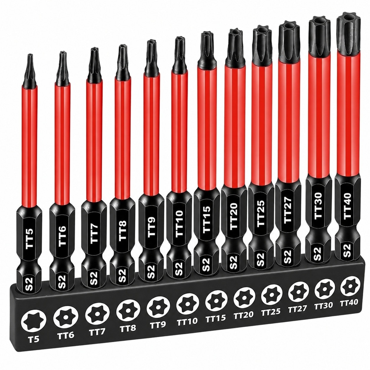 Etokfoks  1 4 in Impact Security Torx Bit Set Tamper Proof Star S2 Steel Magnetic 12 Piece for Automotive and DIY