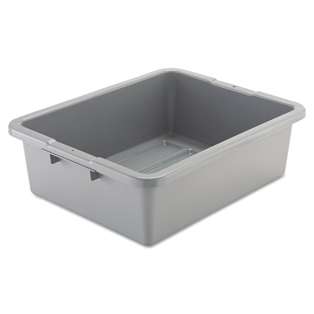 Rubbermaid Commercial Products Bus/Utility 21.5-in W x 7-in H x 17.13-in D  Gray Plastic Bin in the Storage Bins & Baskets department at