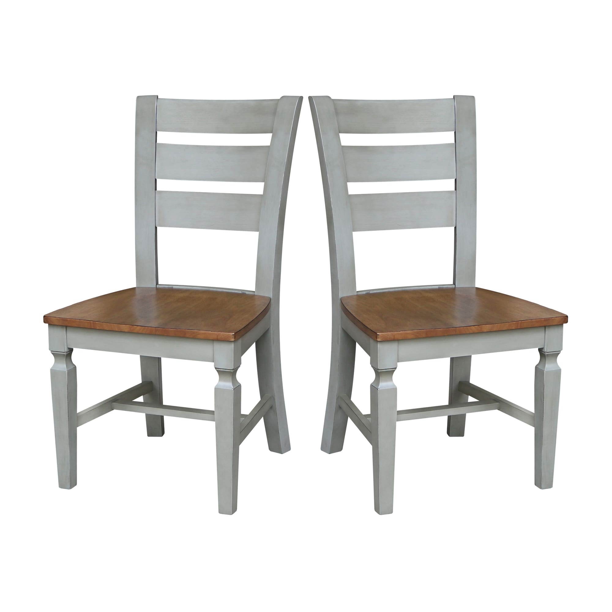 Vista Distressed Hickory and Stone High Ladderback Wood Chairs - Set of 2