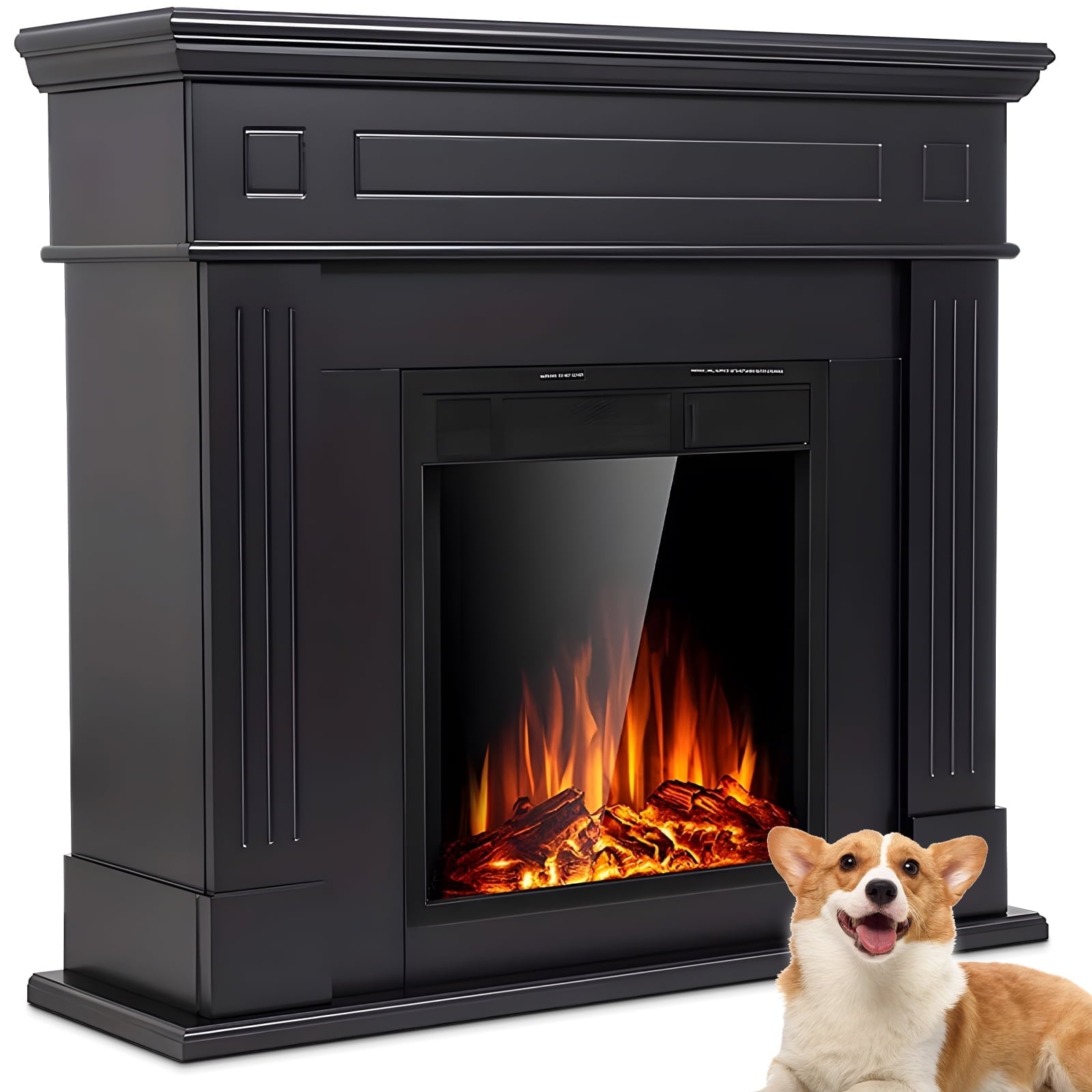 COWSAR 43.31-in W Black Infrared Quartz Electric Fireplace LSSM027B Sansujyuku sansujyuku.com