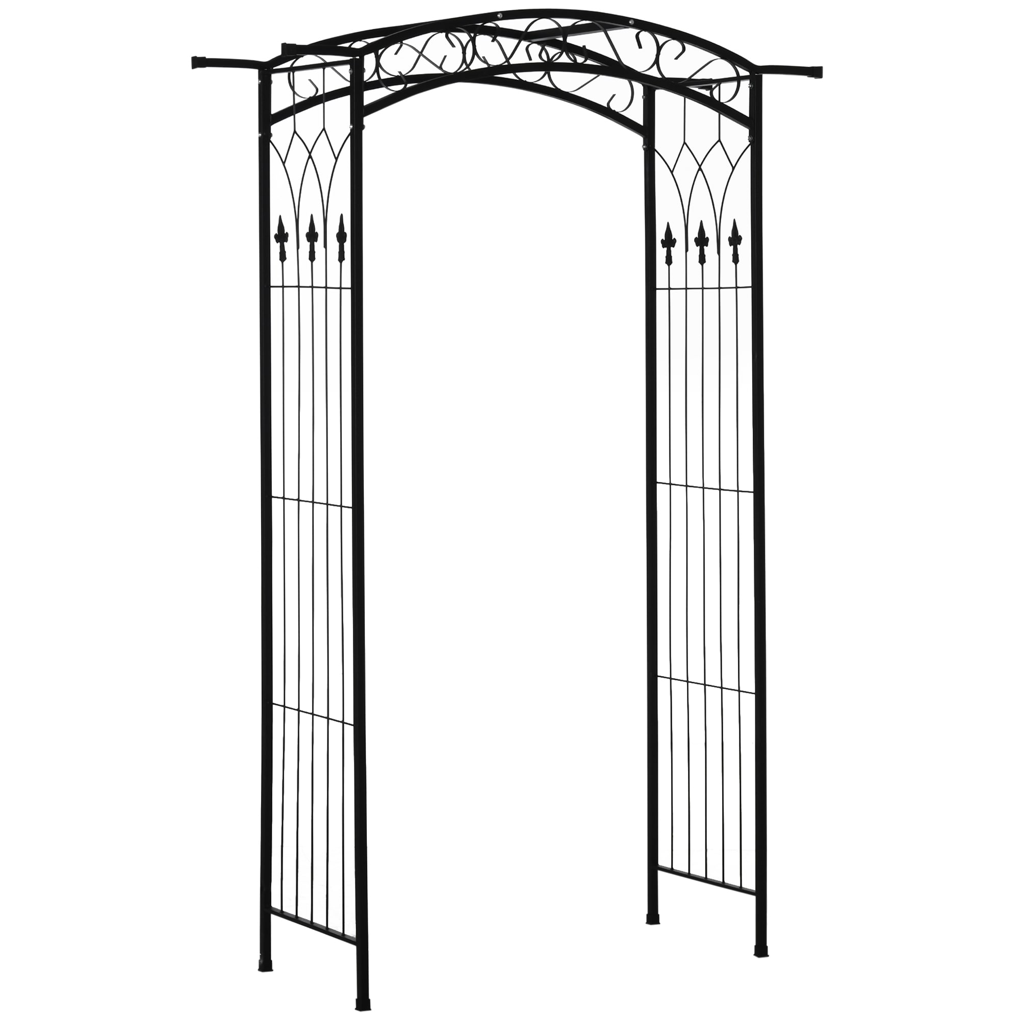 Maocao Hoom JLWP172493 Outdoor Garden Arbor 4.27-ft W x 6.91-ft H Arched Black Wrought iron Garden Arbor