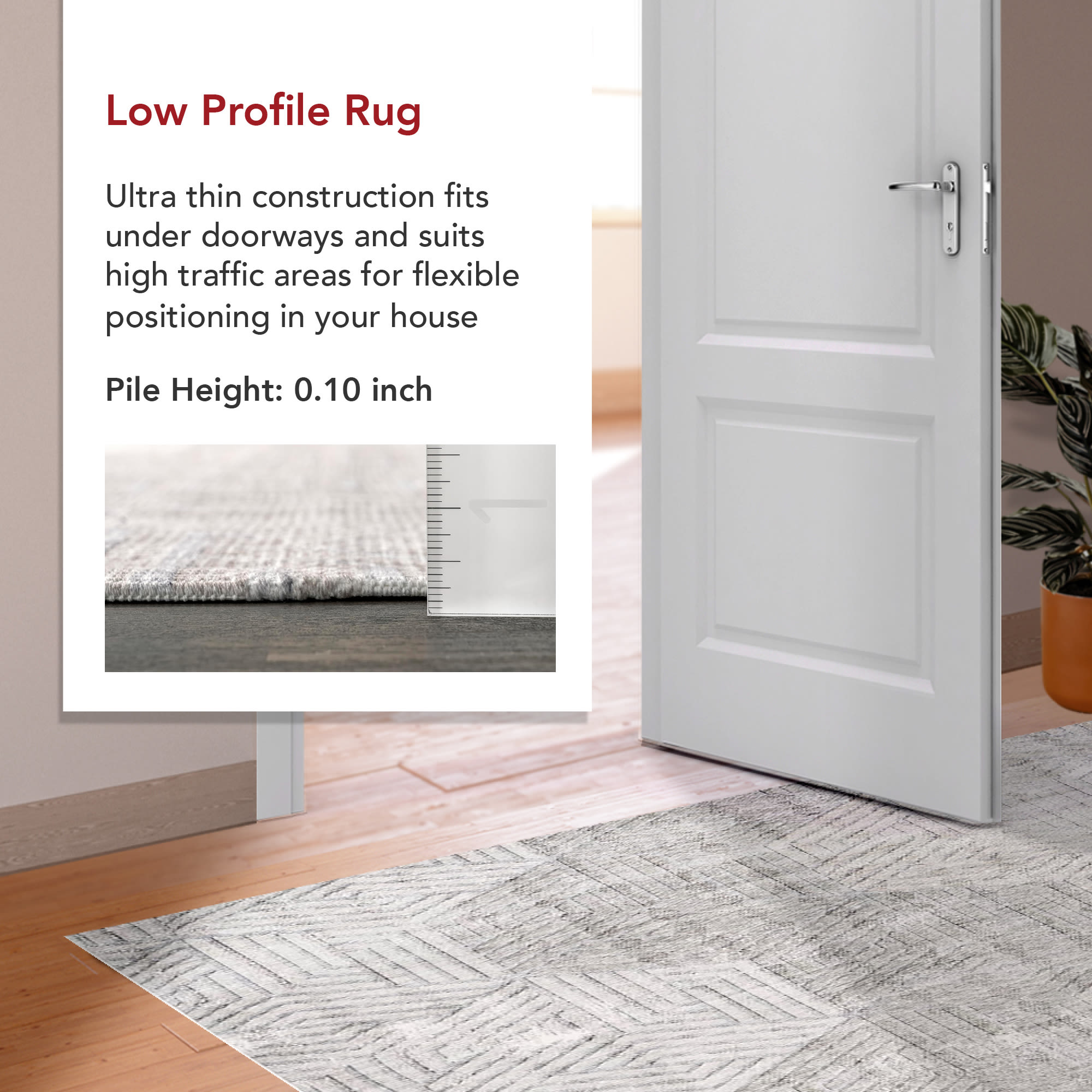 Adeline Gray Geometric Viscose 4' x 6' Washable Area Rug