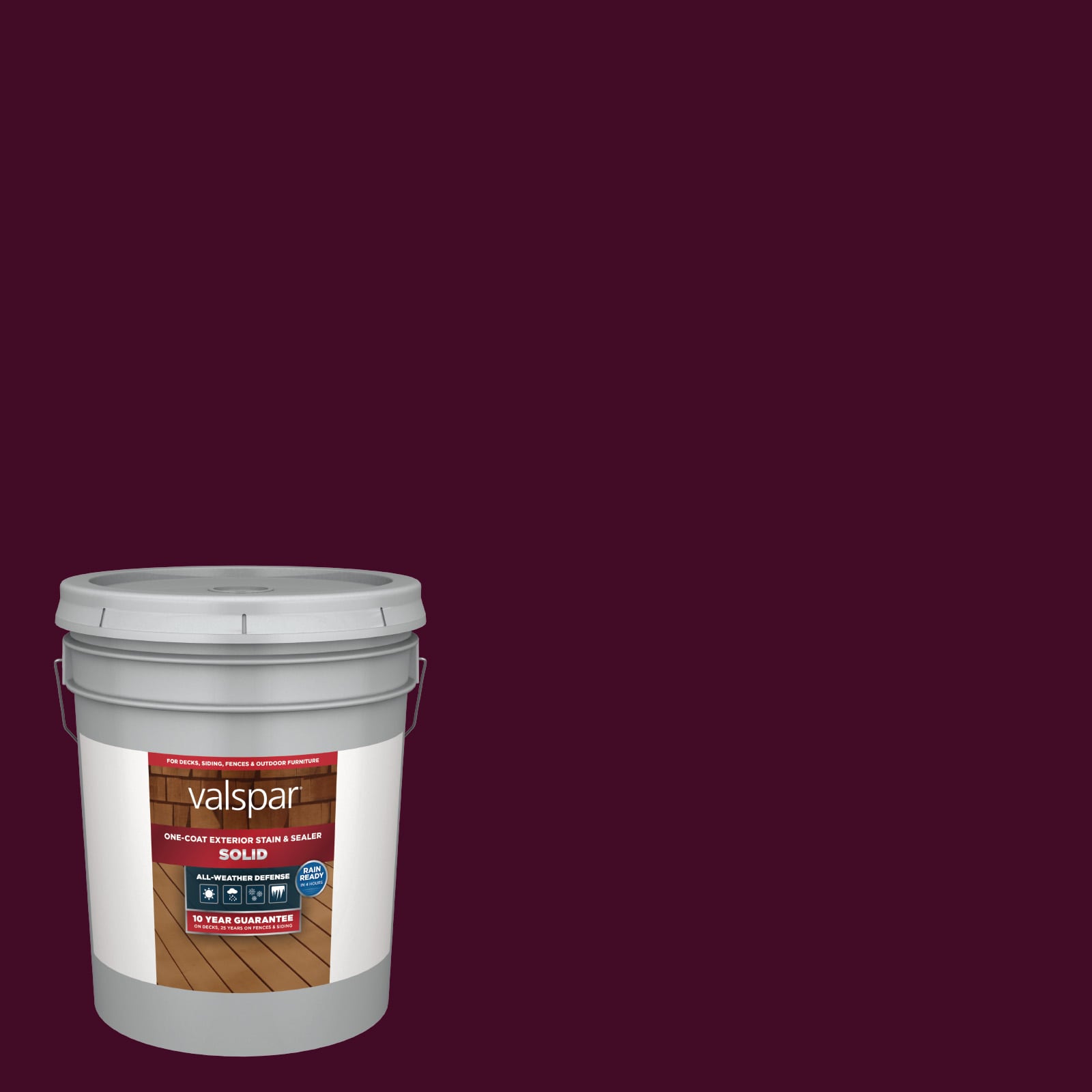 Royal Garnet Solid Exterior Wood Stain and Sealer (5-Gallon) in Red | - Valspar 1011-5-1028092