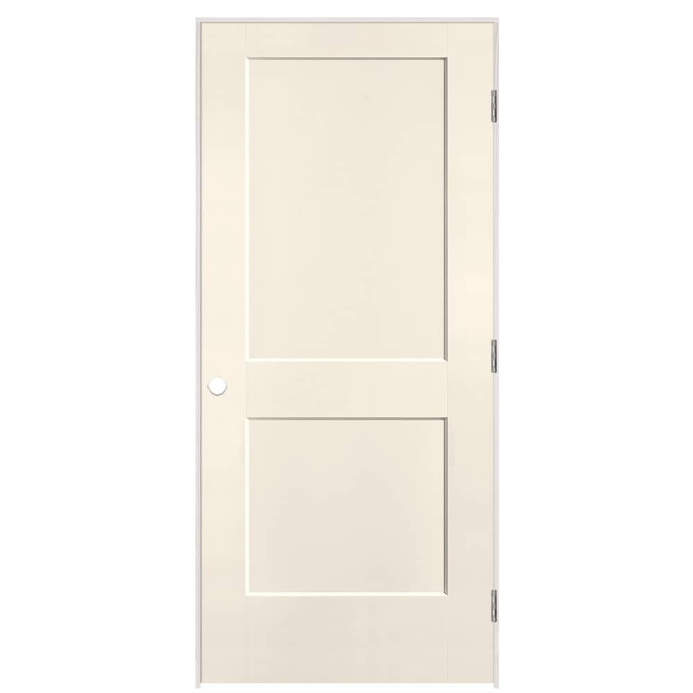 Masonite 895962 36-in x 80-in Moonglow Solid core 2-panel square Left hand Smooth Prefinished Molded composite Flat Jamb Single Prehung Interior Door