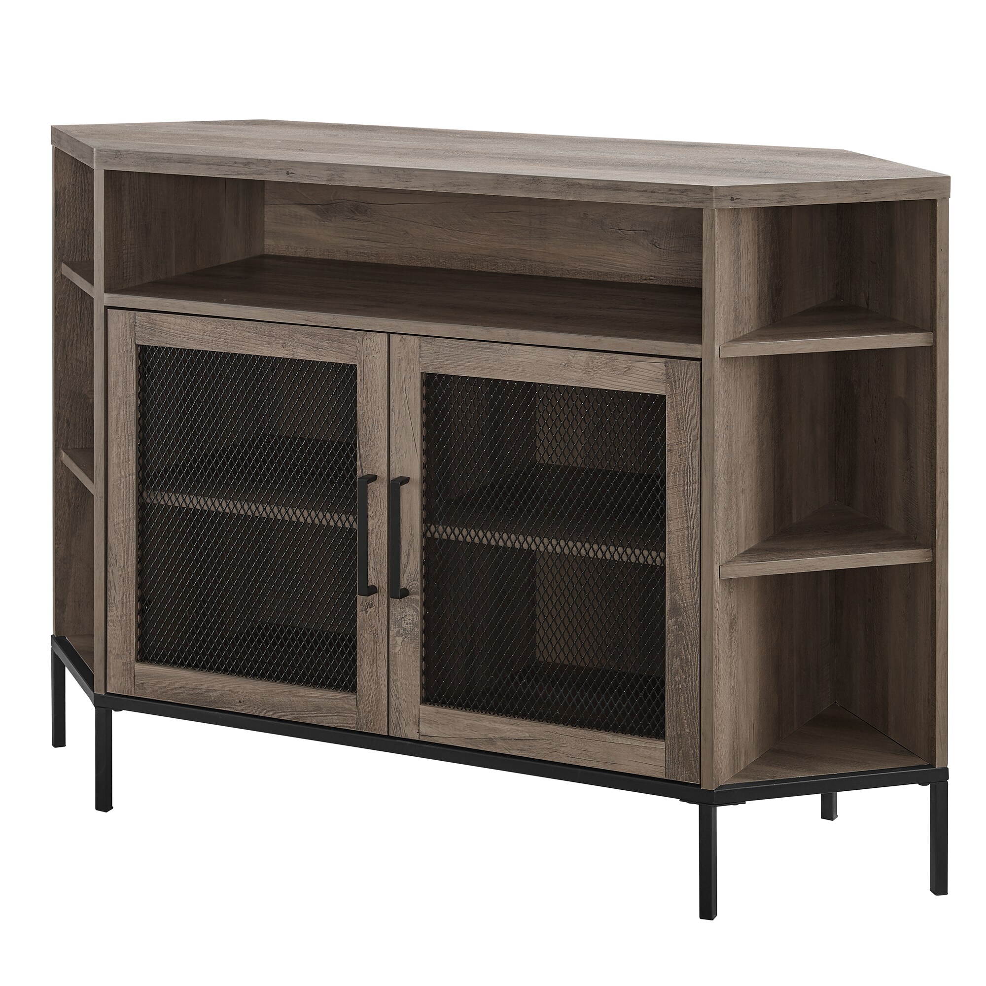Walker Edison LW48MVCRGW Transitional Gray Wash Corner (Accommodates TVs up to 50-in)