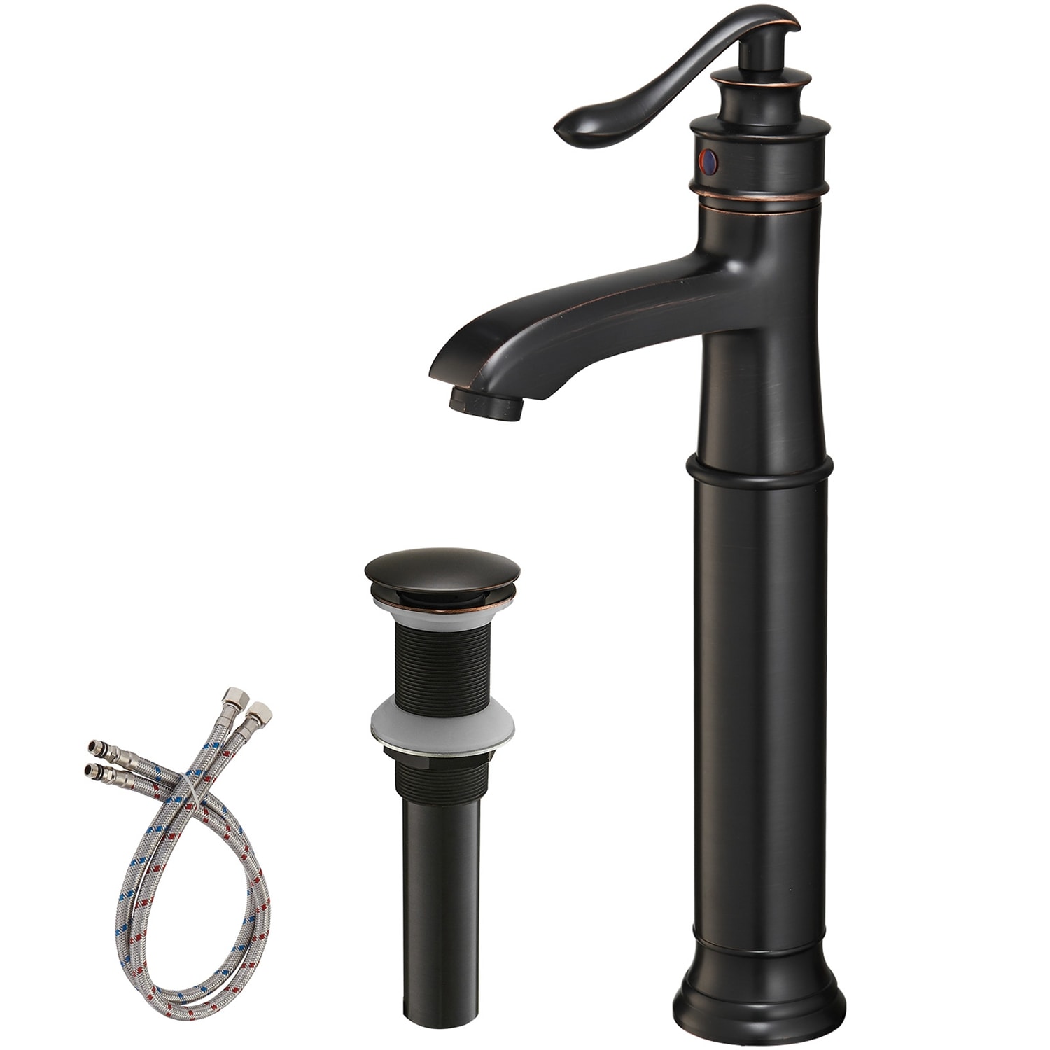 BWE A-96576H-ORB Oil Rubbed Bronze Vessel 1-handle WaterSense High-arc Commercial/Residential Handle Bathroom Sink Faucet with Drain