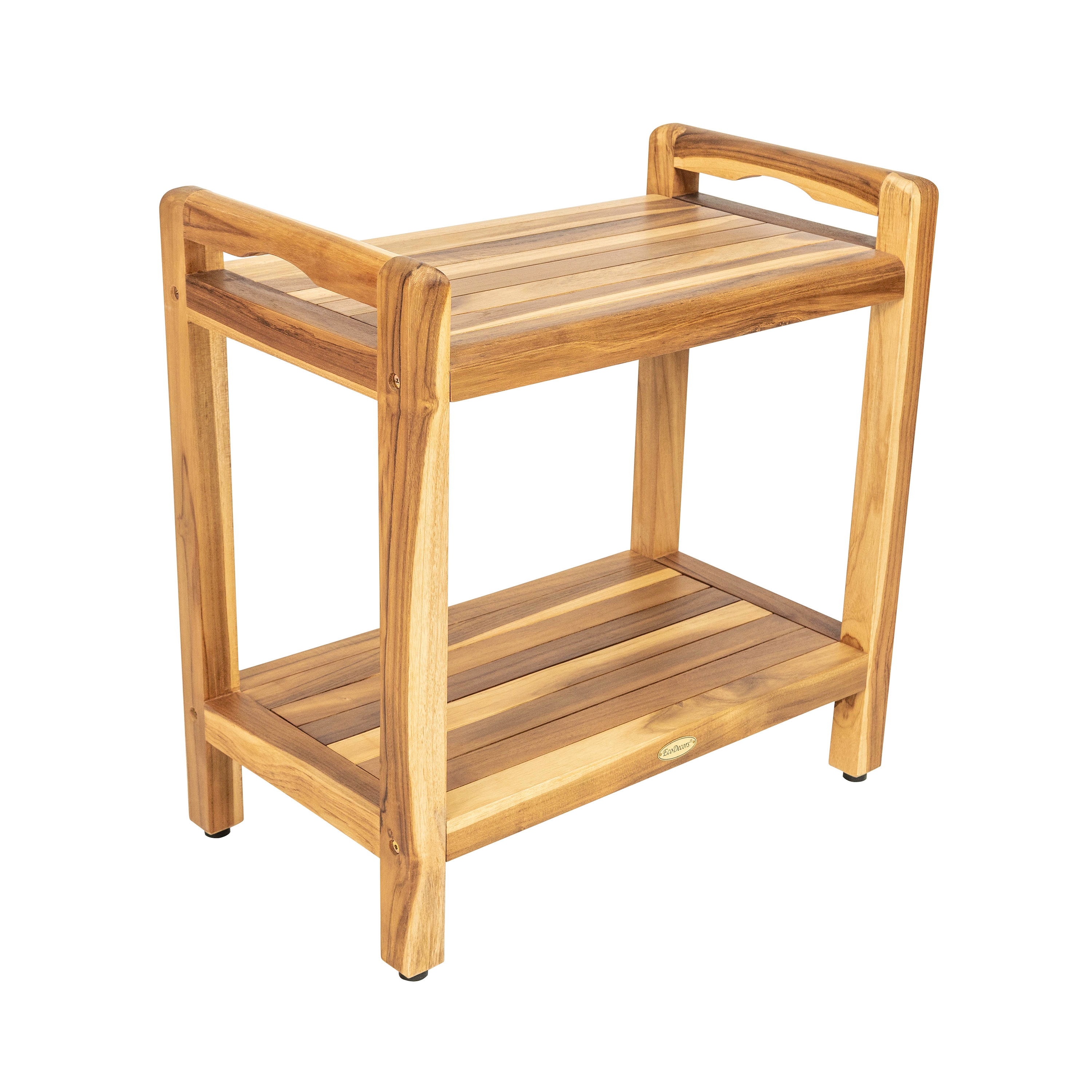 EcoDecors ED983-L Natural Teak Freestanding Shower bench