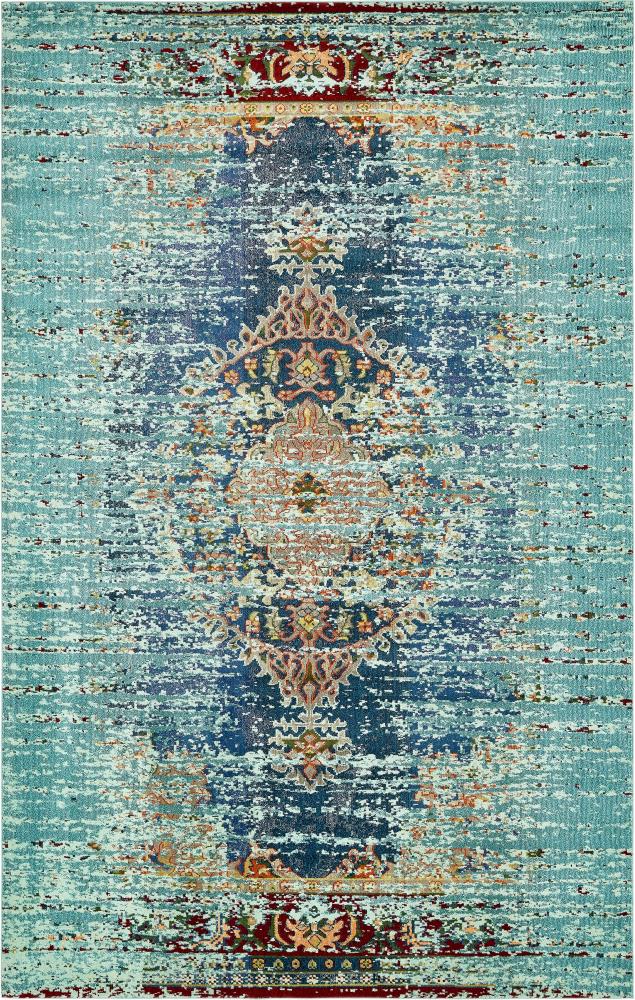 Unique Loom 3140023 Warhol Vita 11 x 16 (ft) Loomed Polypropylene Turquoise/Navy Blue Rectangular Indoor Medallion Oriental Area rug