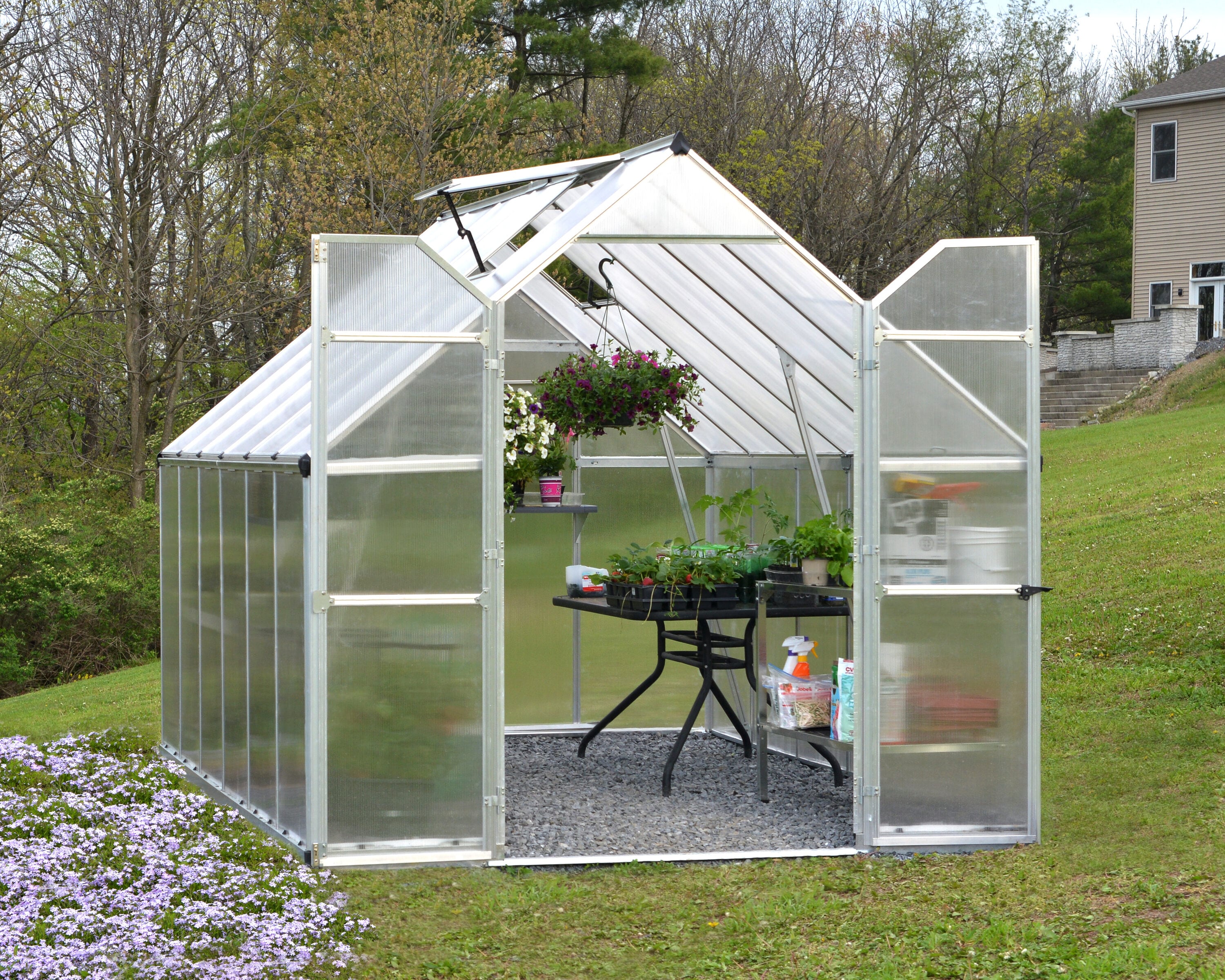 Palram Essence 12-ft L x 8-ft W x 7.51-ft H Silver Greenhouse Kit in ...