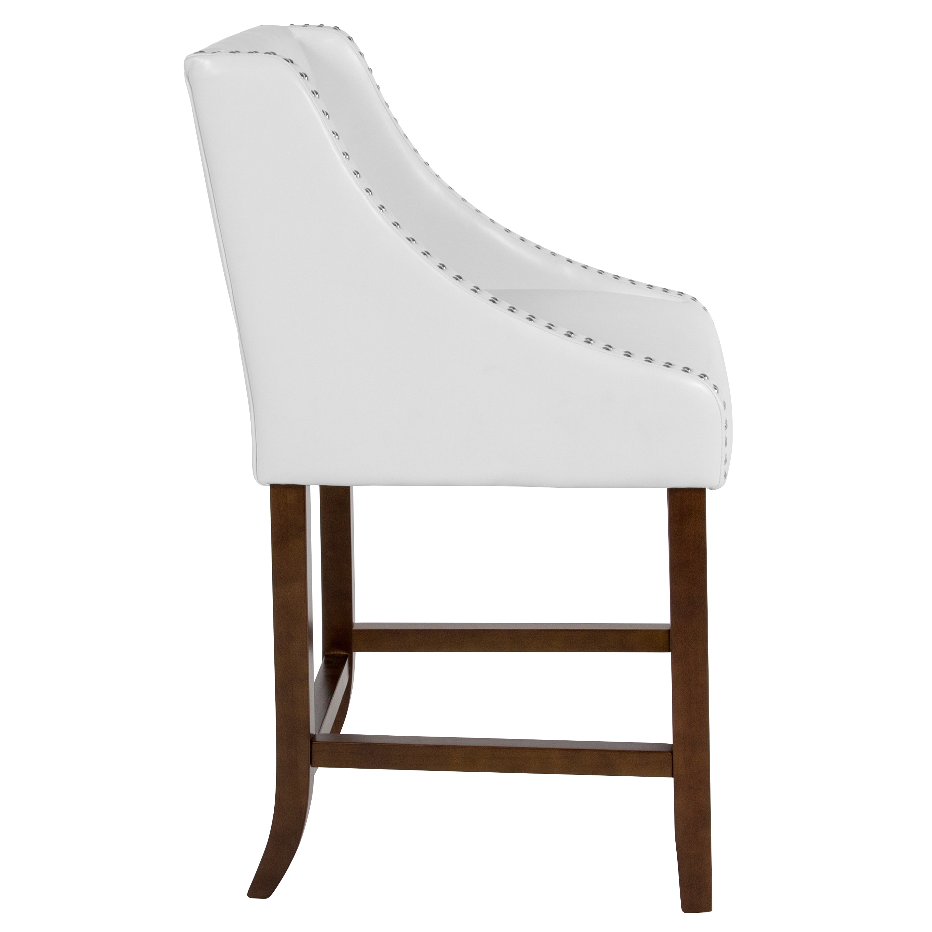 Walnut Wood and White Leather Swivel Saddle Stool, 32"