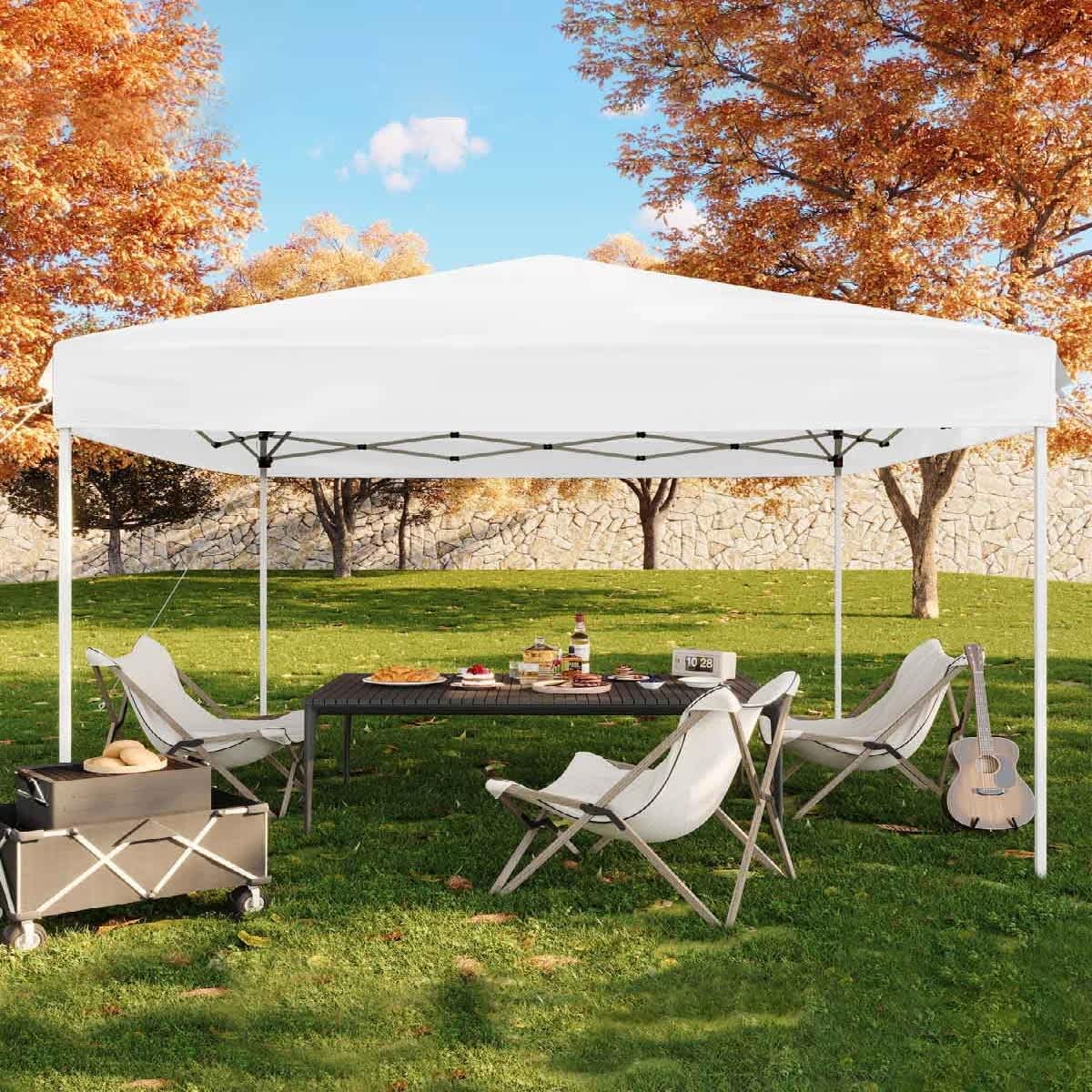 Qeetex KL-PHO-33TFTG6P Commercial Grade Instant Shelter 10X10 Outdoor Canopy with 3Height Adjustable Frame Complete Ground Kit and Carry Bag All Weather Event Canopy for Festivals Markets