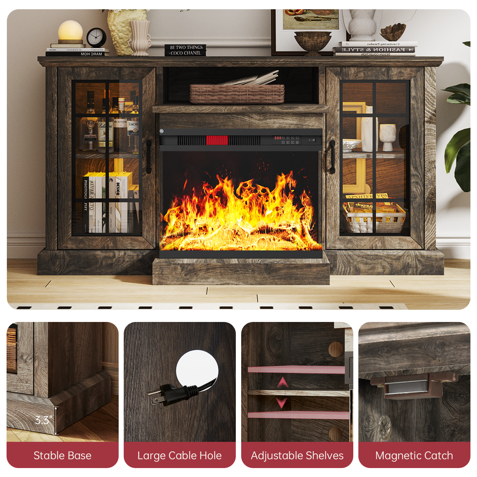 AOXUN H21022GR+H20022 Electric-Fireplaces - View #3