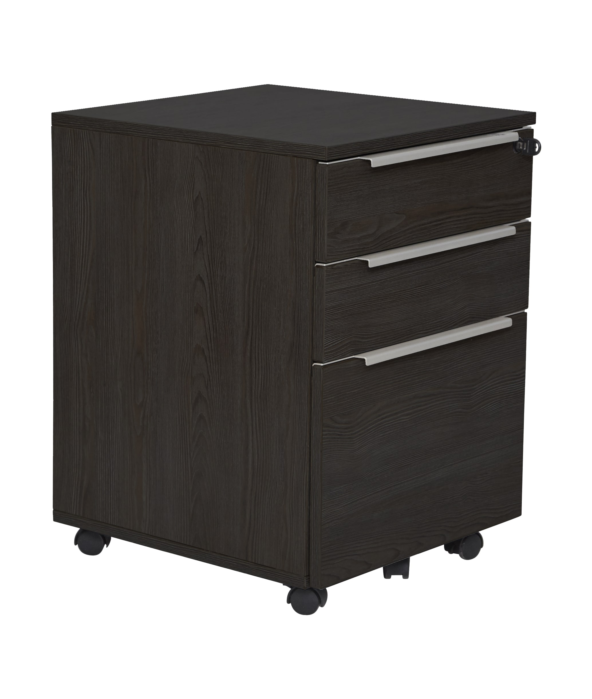 Unique Furniture LW-44024000126 3-Drawer Espresso Mobile File Cabinet with Central Locking System