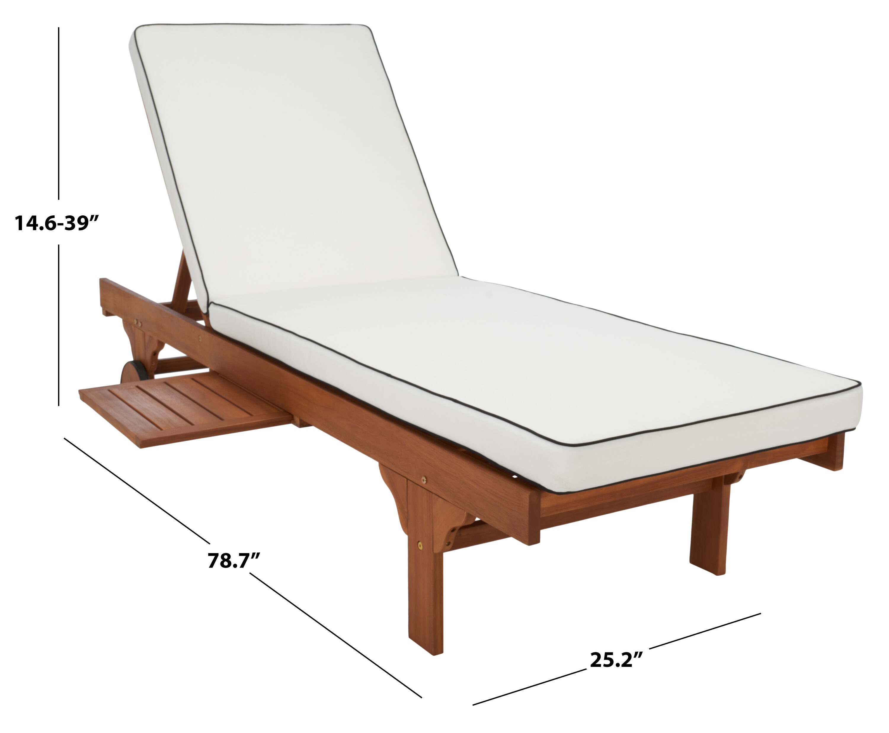 Newport Natural Acacia Wood Outdoor Lounge Chair with Cushions