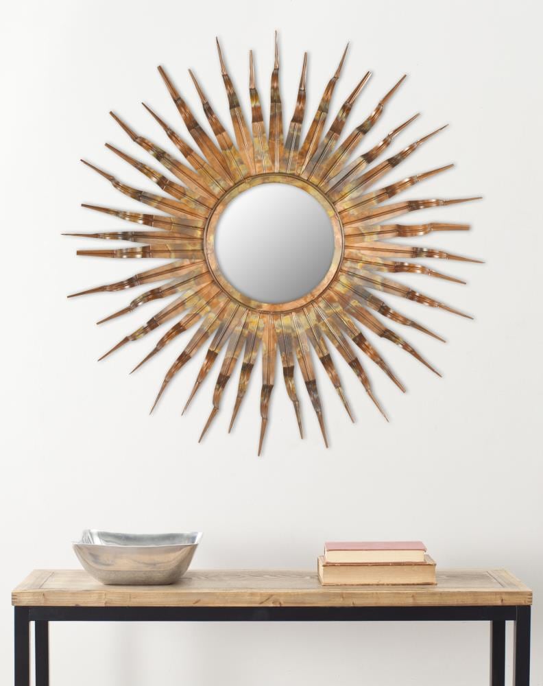 Safavieh Sun 36-in W x H Sunburst Burnt Copper Framed Wall Mirror