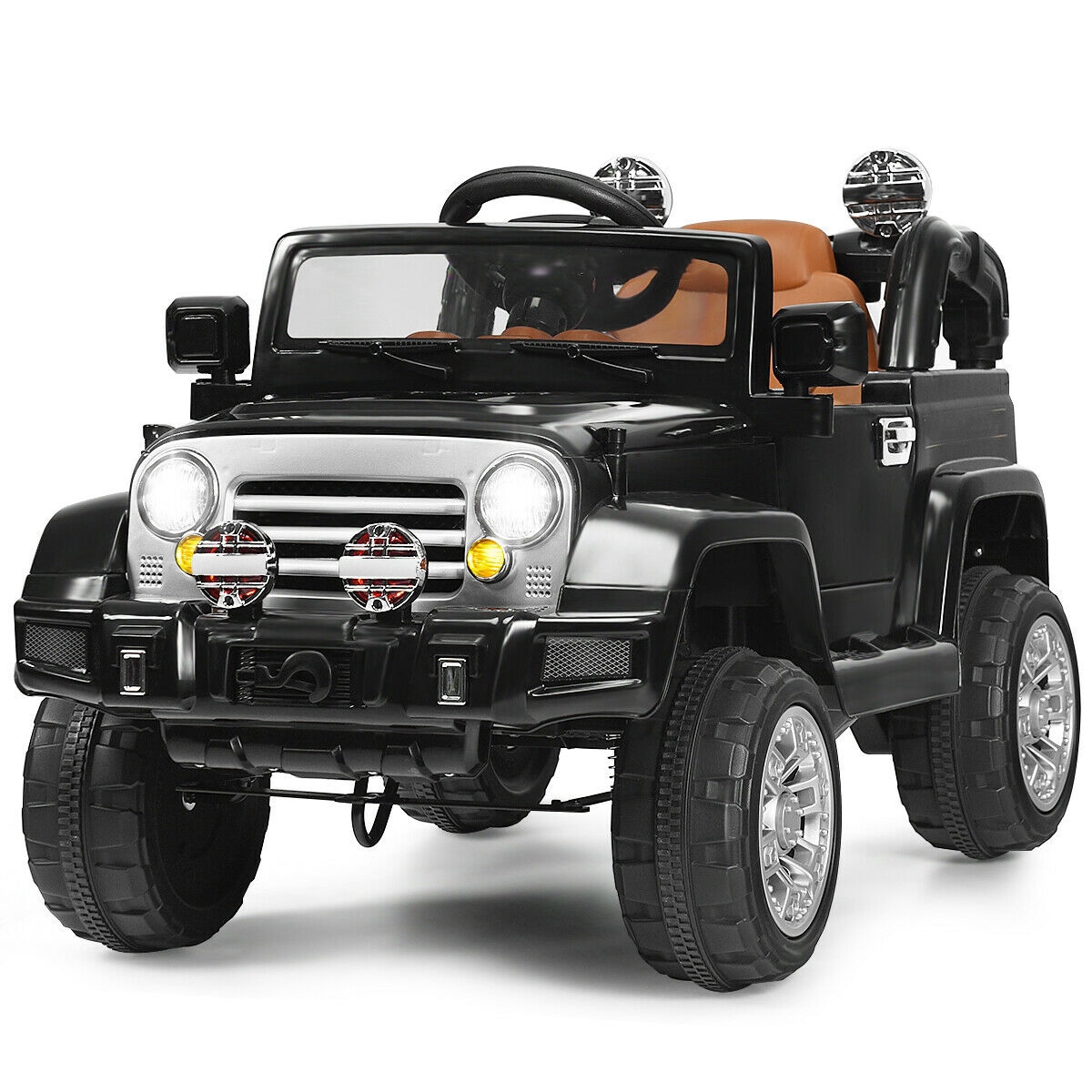 Slickblue D-CO-KB096723YT 12V Kids Ride-On Truck with Remote Control (Battery Included) – MP3 Headlights Black