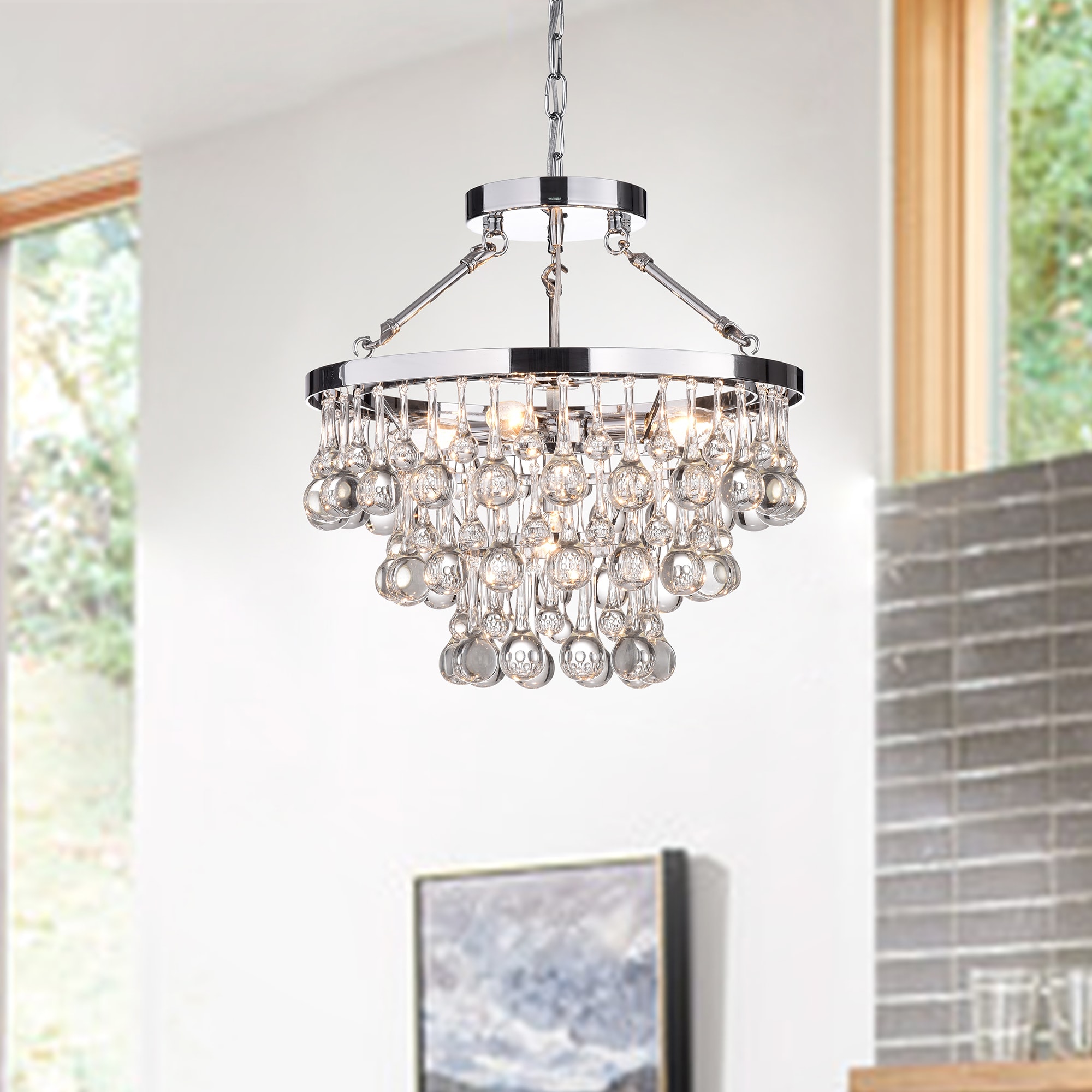 KINWELL BSC-GS017-SR Modern Chandelier 5 -Light Gloss Chrome Modern/contemporary Crystal For Use in Bedrooms, Dining Rooms, Kitchens, Living Rooms Chandelier