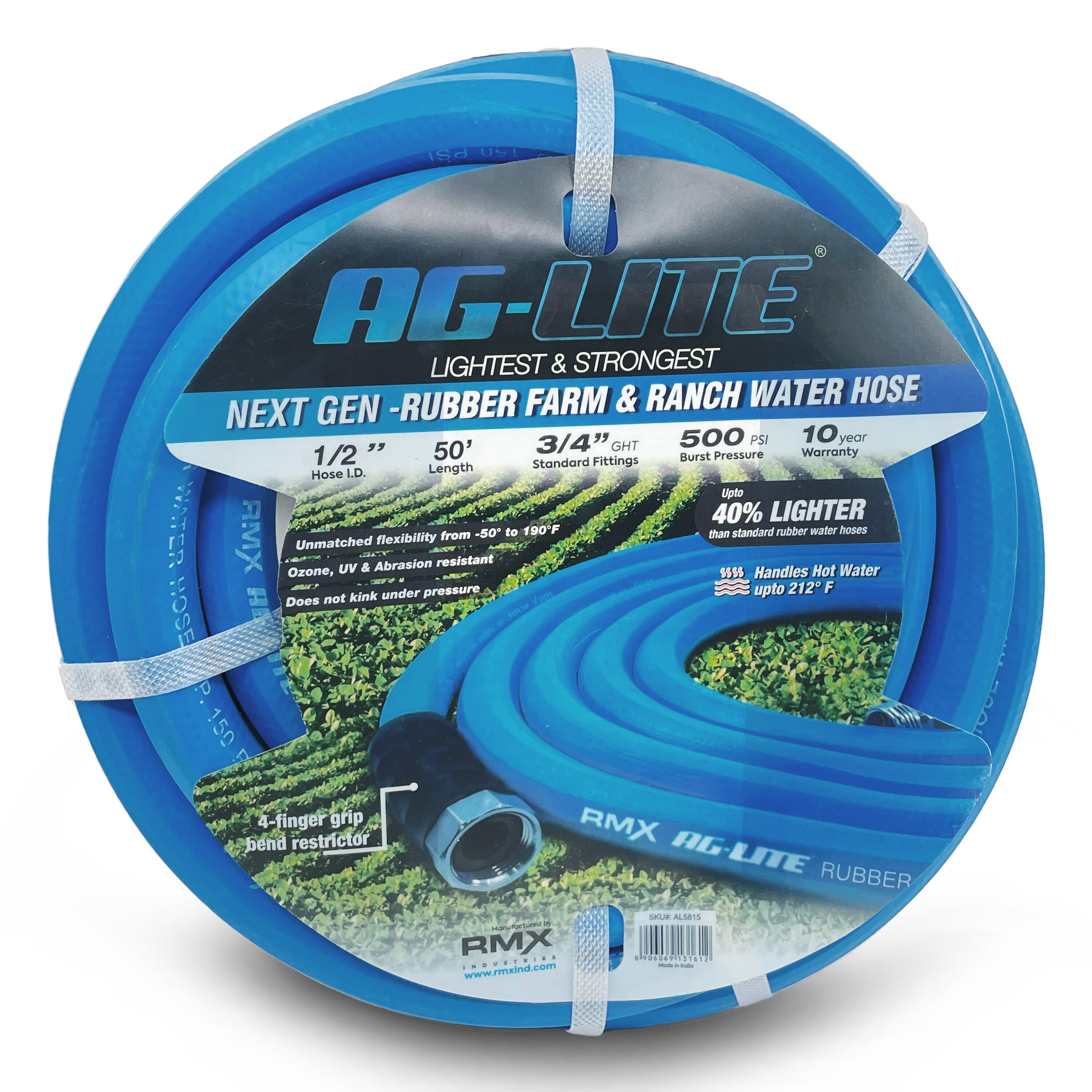 AG-LITE AL1250 1/2-in x 50 Premium -Duty Kink Free Rubber Blue Hose