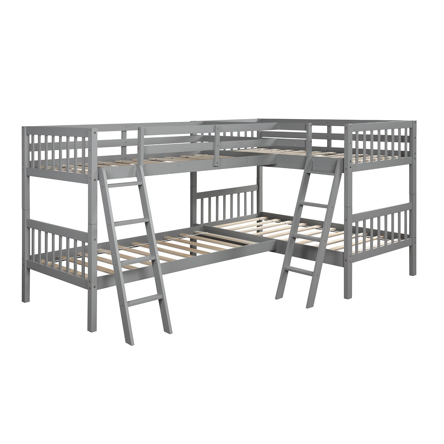 Casainc Shaped Bunk Bed Gray Twin Over Twin Bunk Bed At Lowes.com