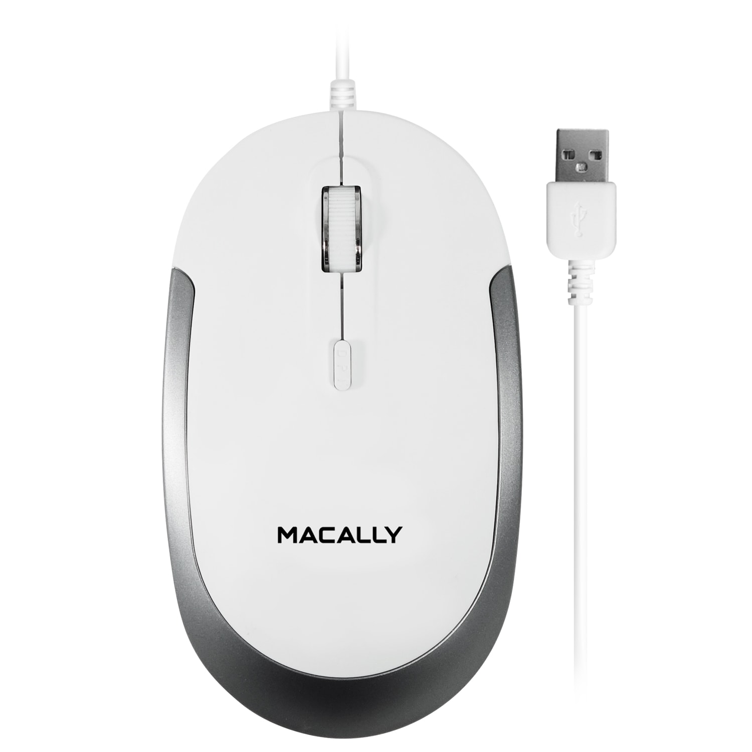 Macally Macally Silent USB Wired for Apple Mac or Windows PC Laptop/Desktop Computer | Slim & Compact Mice Design with Sensor and DPI Switch 800/1200/1600/2400 | Small for Easy Travel (