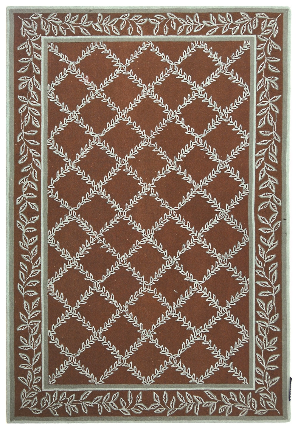 Safavieh HK230G-6 Chelsea Lattice 6 x 9 (ft) Hooked Wool Brown/Blue Rectangular Indoor Trellis Area rug