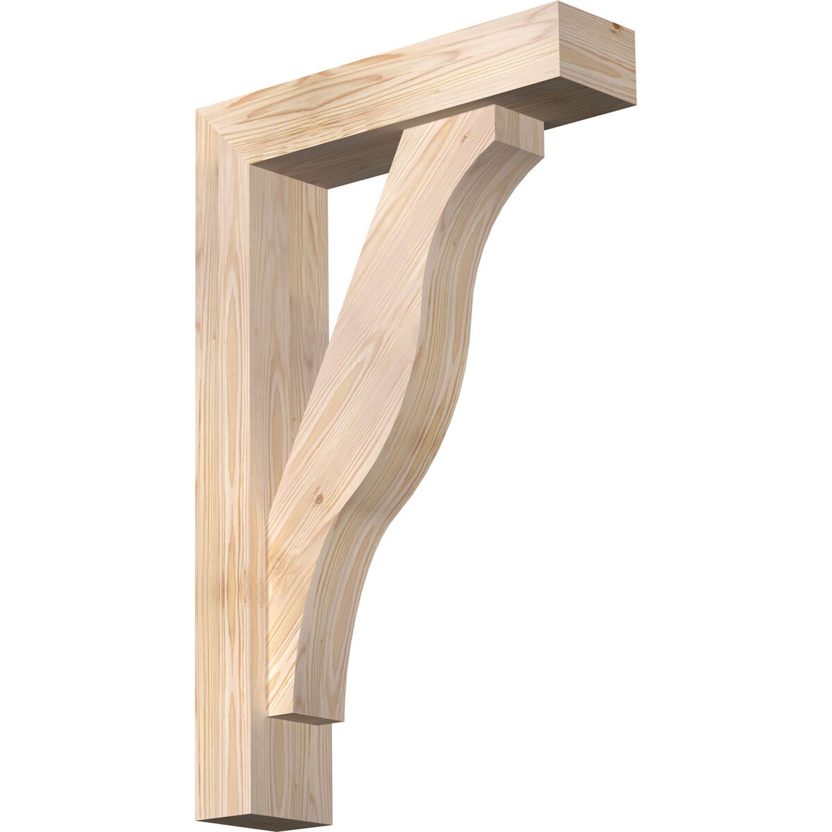Ekena Millwork 1462544 Funston Block Smooth Bracket with Offset Brace 5-1/2-in x 22-in x 34-in Douglas fir Brown Wood Standard bracket
