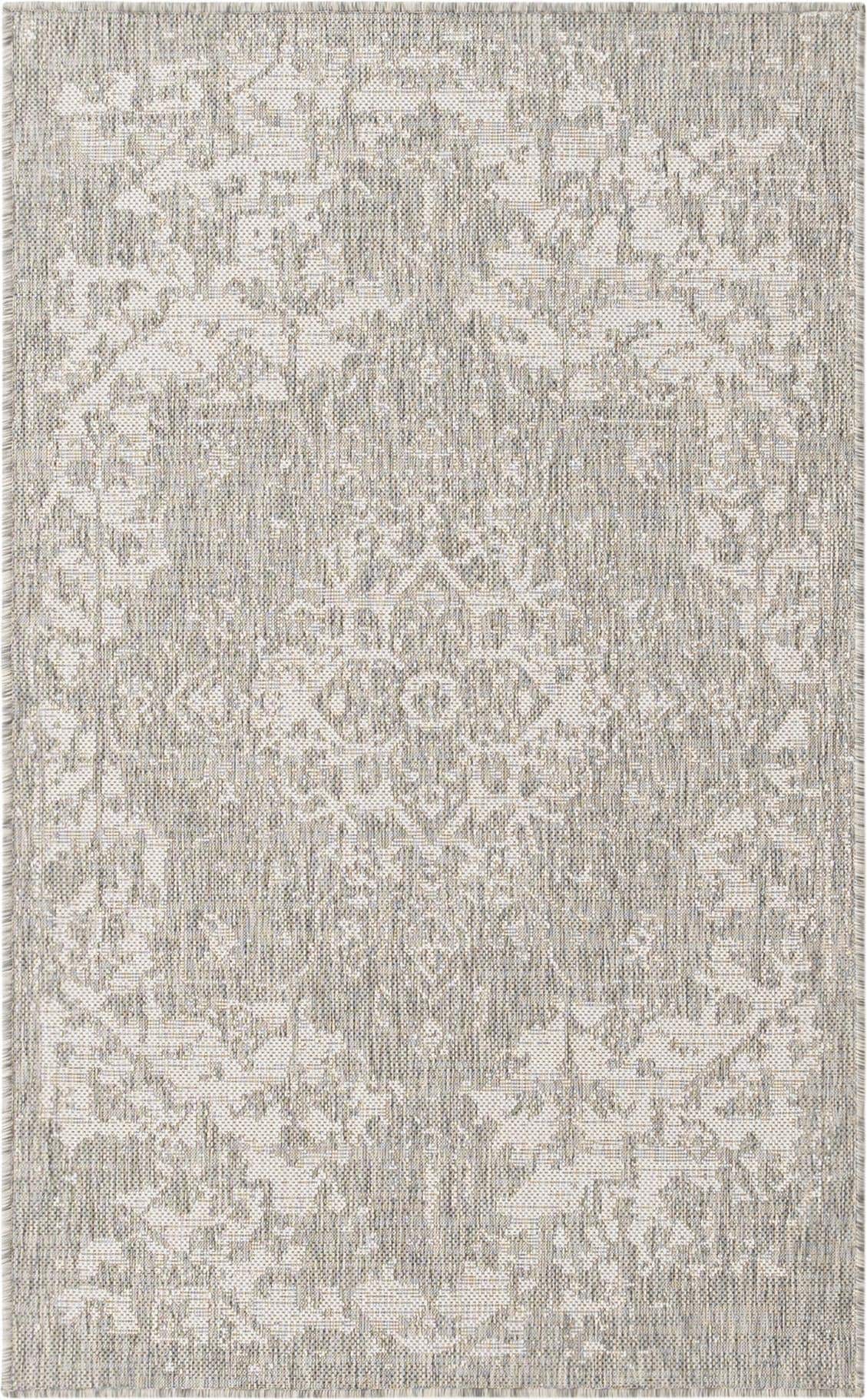 Gray Medallion Easy-Care Outdoor Synthetic Area Rug, 3' x 5'