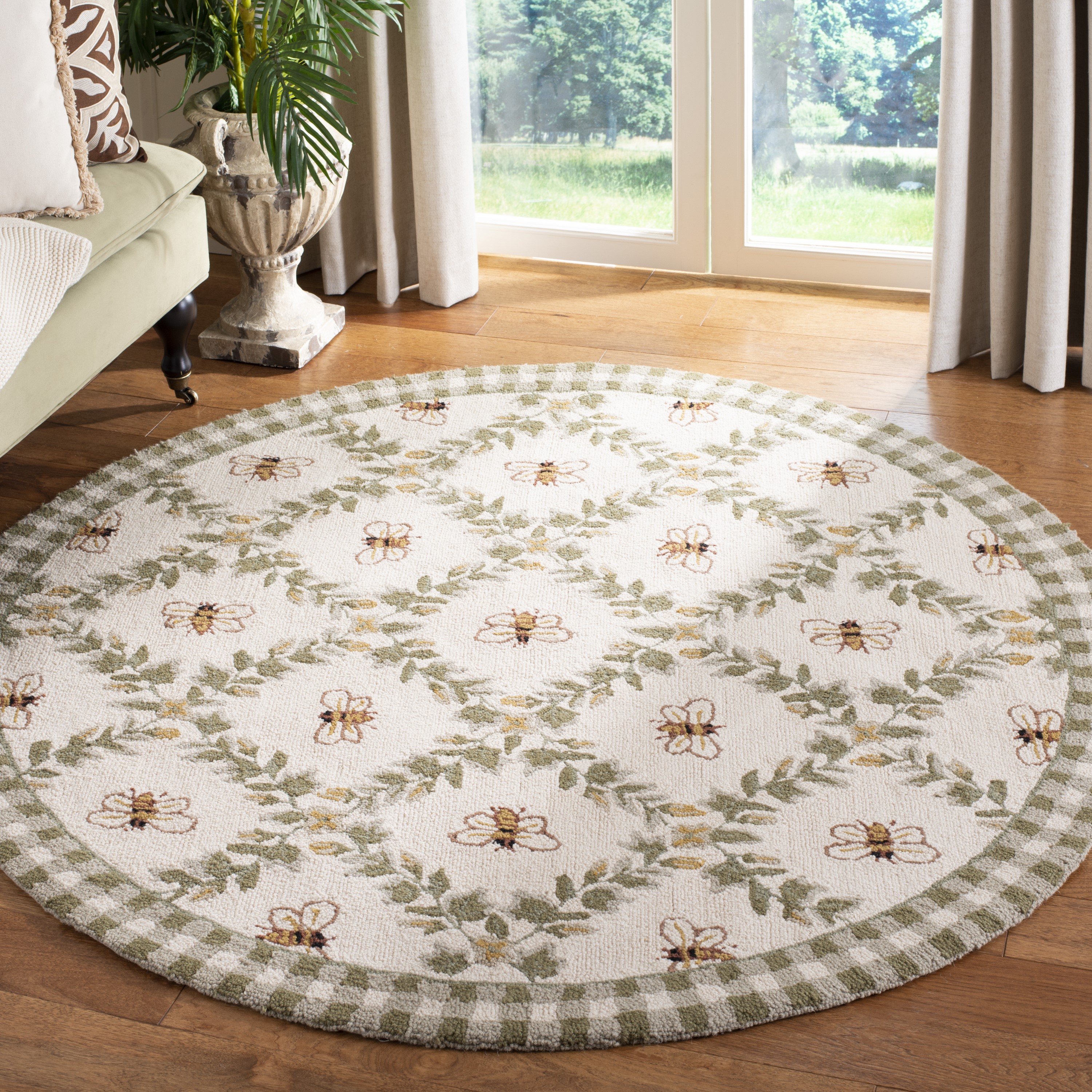 Safavieh Chelsea Lattice 4 X 4 (ft) Wool Ivory/Light Green Round Indoor  Floral/Botanical Tropical Area Rug in the Rugs department at