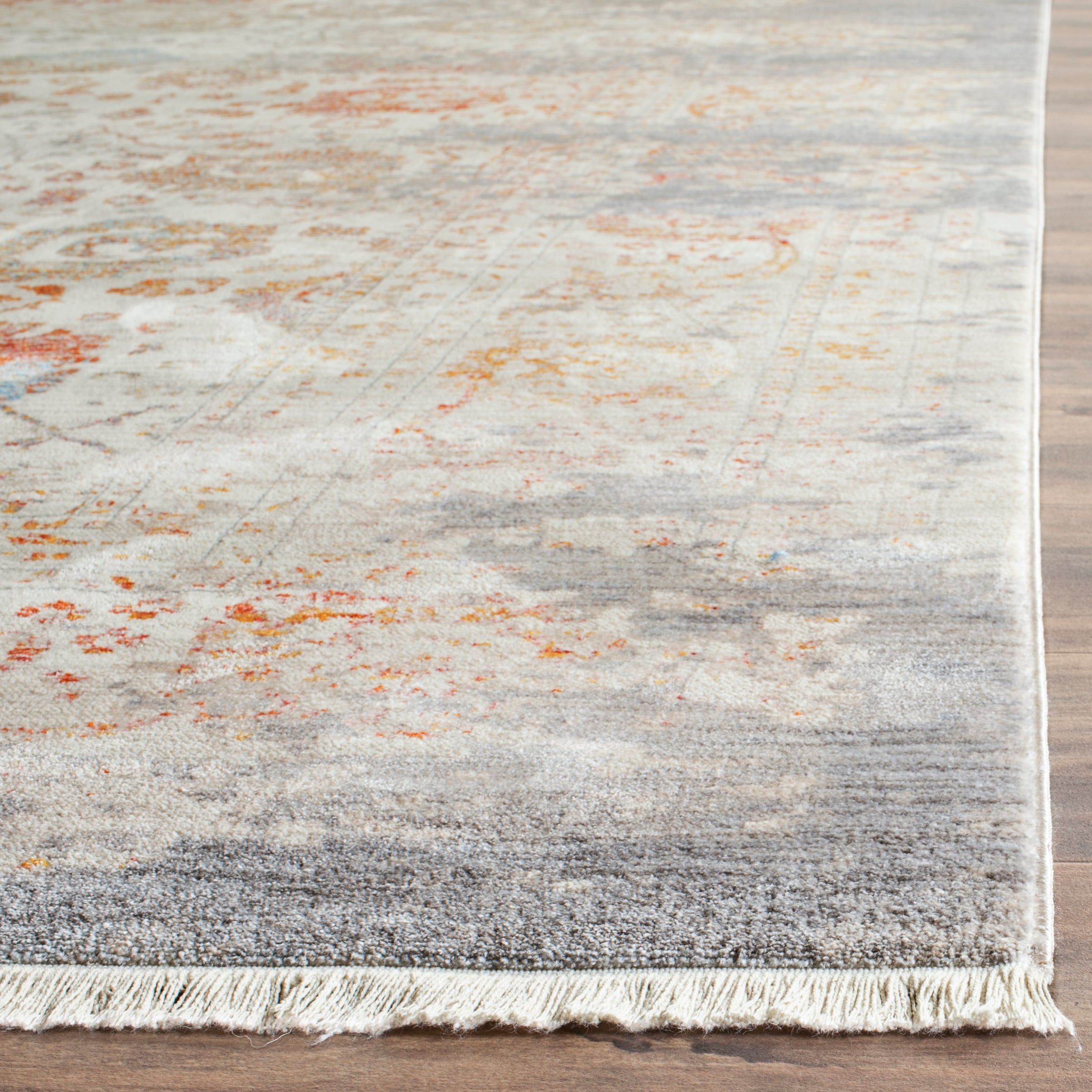 Gray Multicolor 5' x 7' Vintage Persian Synthetic Area Rug