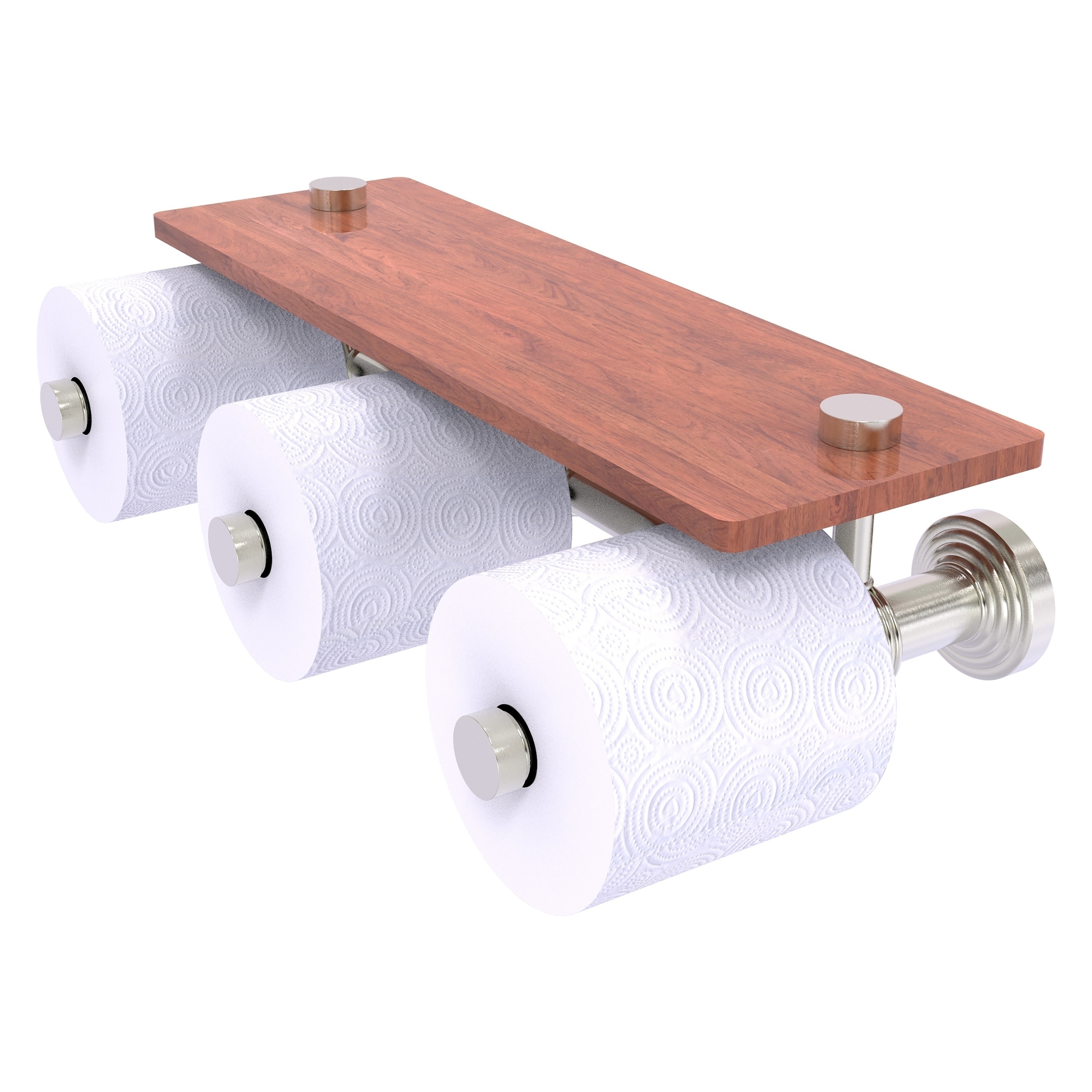 Allied Brass WP-35-3S-IRW-SN Waverly Place Satin Nickel Wall mount Double post Toilet Paper Holder 3 -Rolls