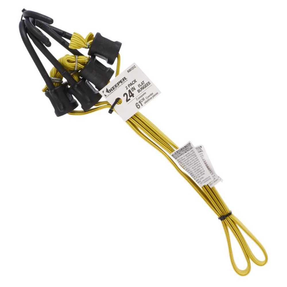 Keeper  24 in Yellow Flat Bungee Cord 0.315 in Thick 2 pk