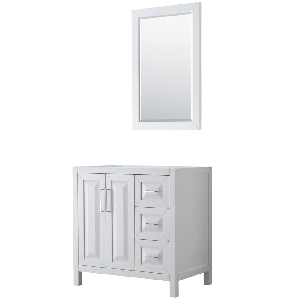 Wyndham Collection WCV252536SWHCXSXXM24 Daria 36-in White with Polished Chrome Trim Bathroom Vanity Base Cabinet without Top (Mirror Included)