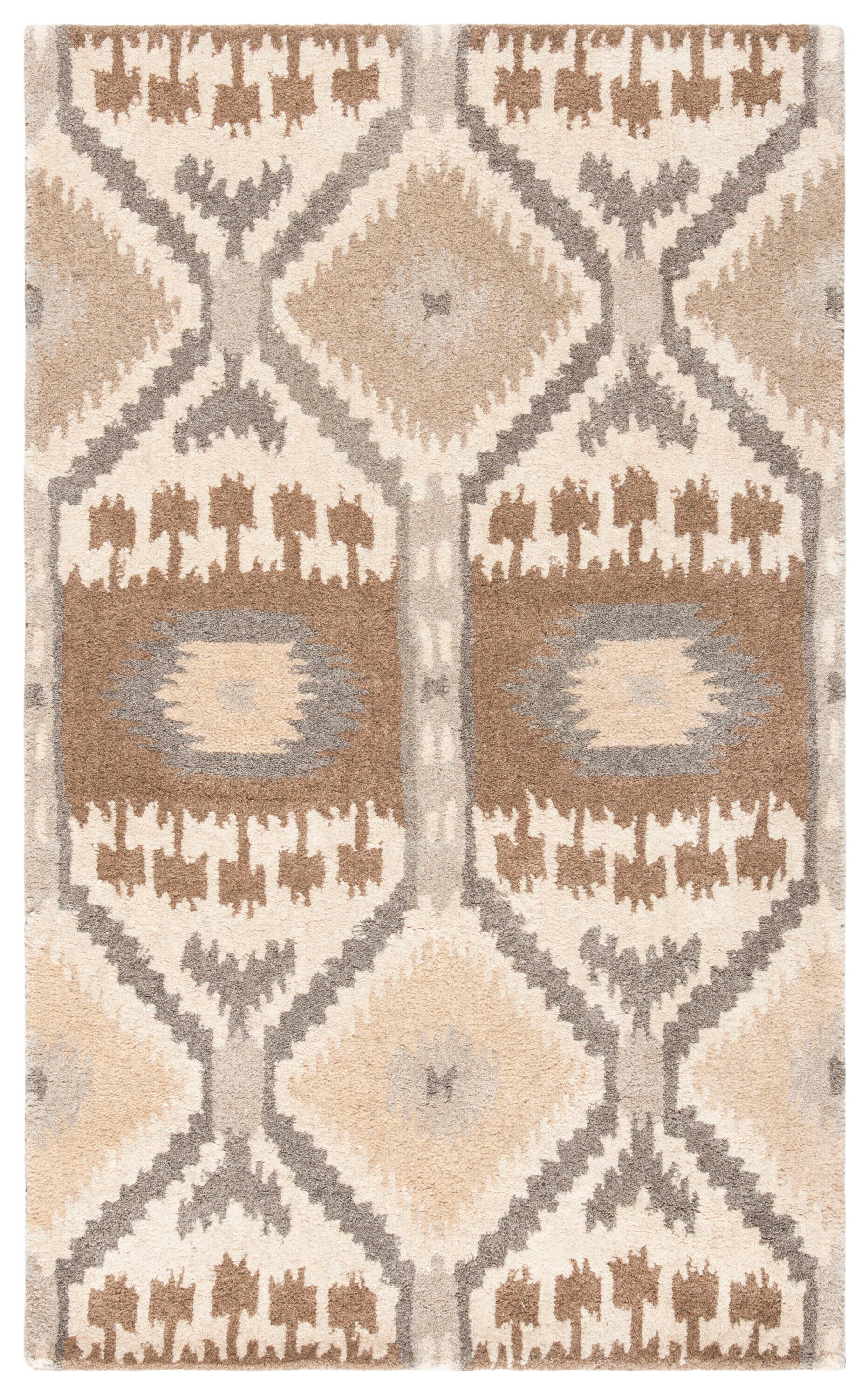Multicolor Hand-Tufted Wool Rectangular Area Rug 3' x 5'