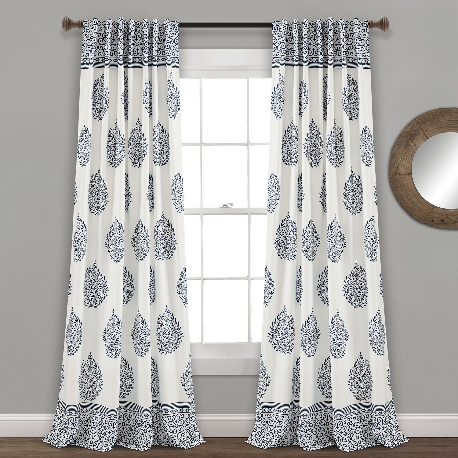 Lush Decor 16T004111 95-Inches Navy Light filtering Back tab Curtain panel pair