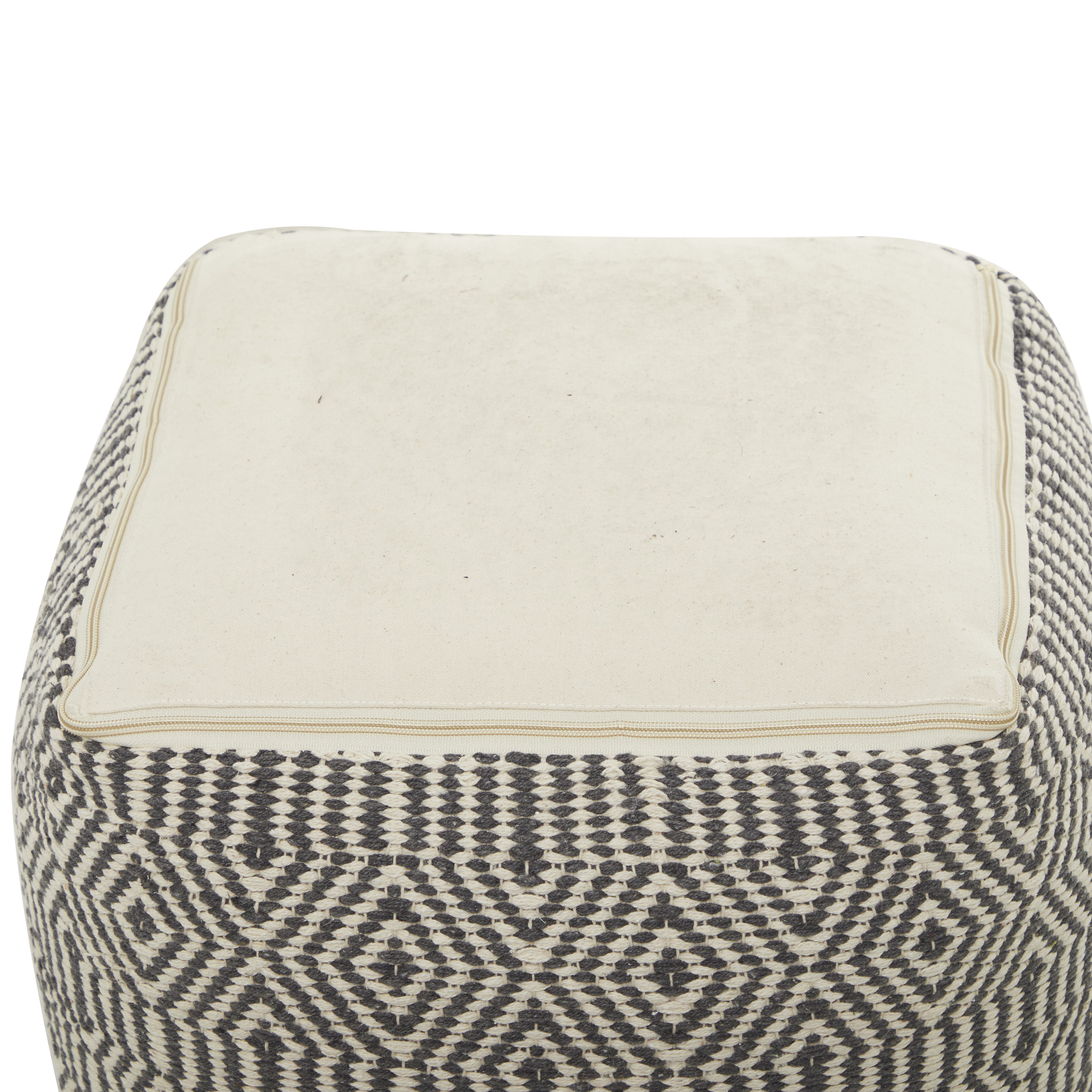 Grayson Lane Eclectic White with Chevron Pattern Ottoman in the Ottomans &  Poufs department at