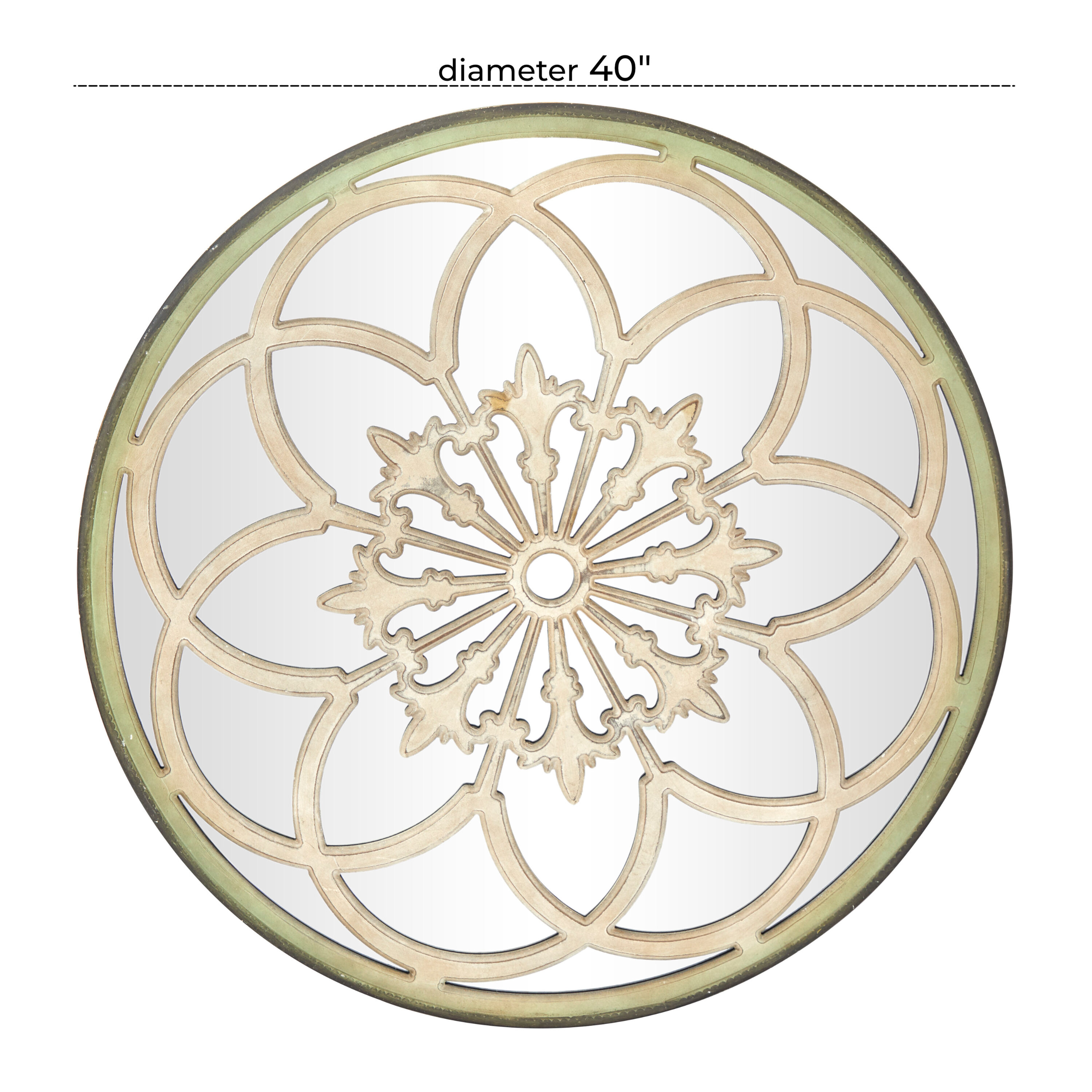 Vintage White Floral Medallion Round Wall Mirror