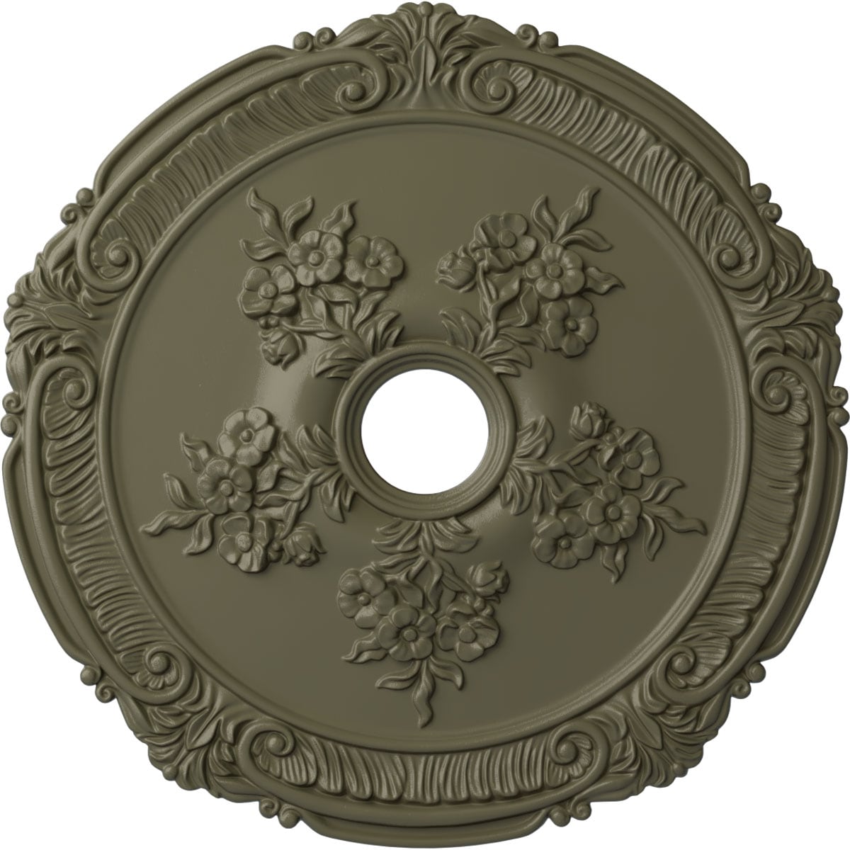 Ekena Millwork CM26ATSSF Attica with Rose 26-in W x 26-in L Painted Spartan Stone Polyurethane Whole Ceiling Medallion