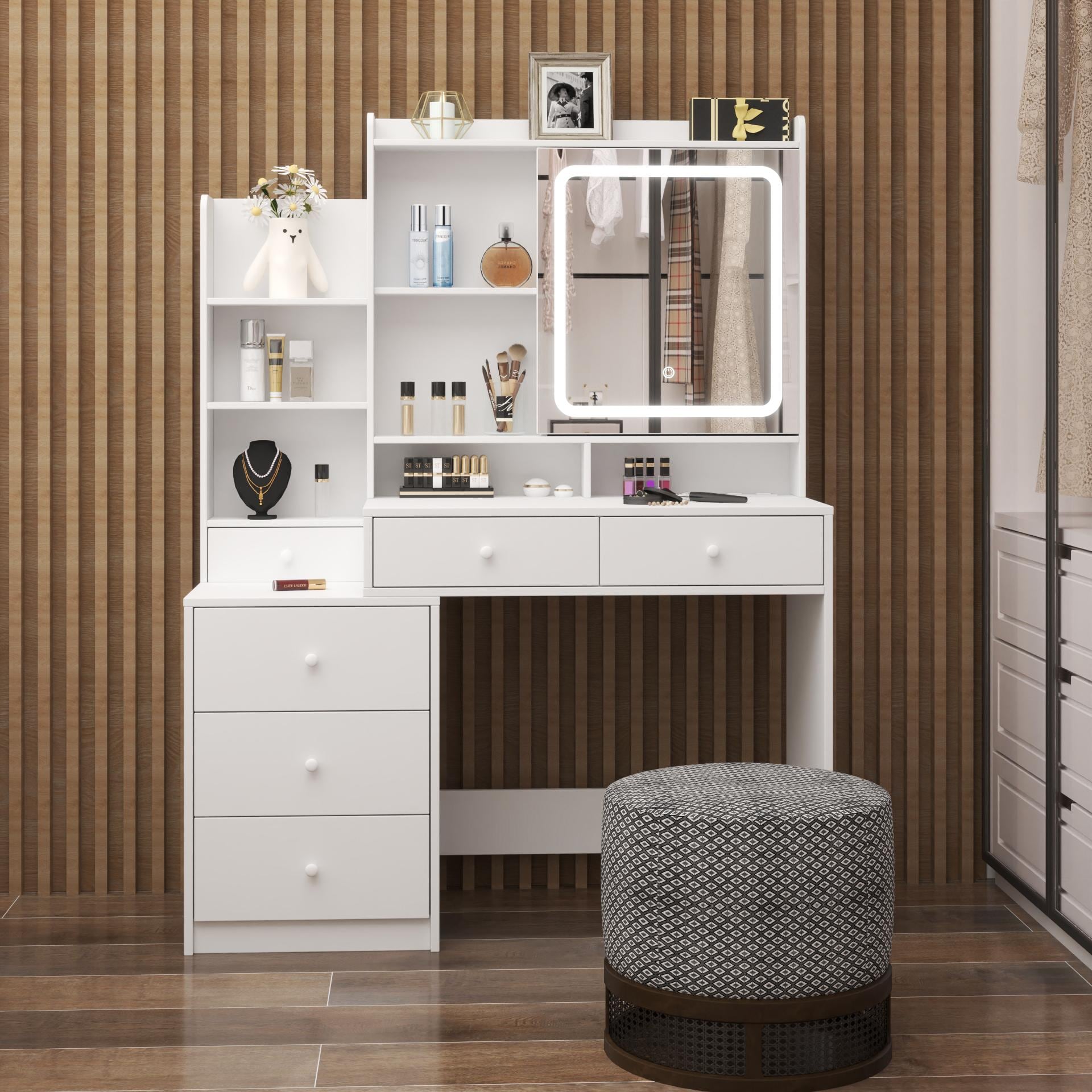 Bayfeve BF-331S162-IN 43.3-in White Makeup Vanity