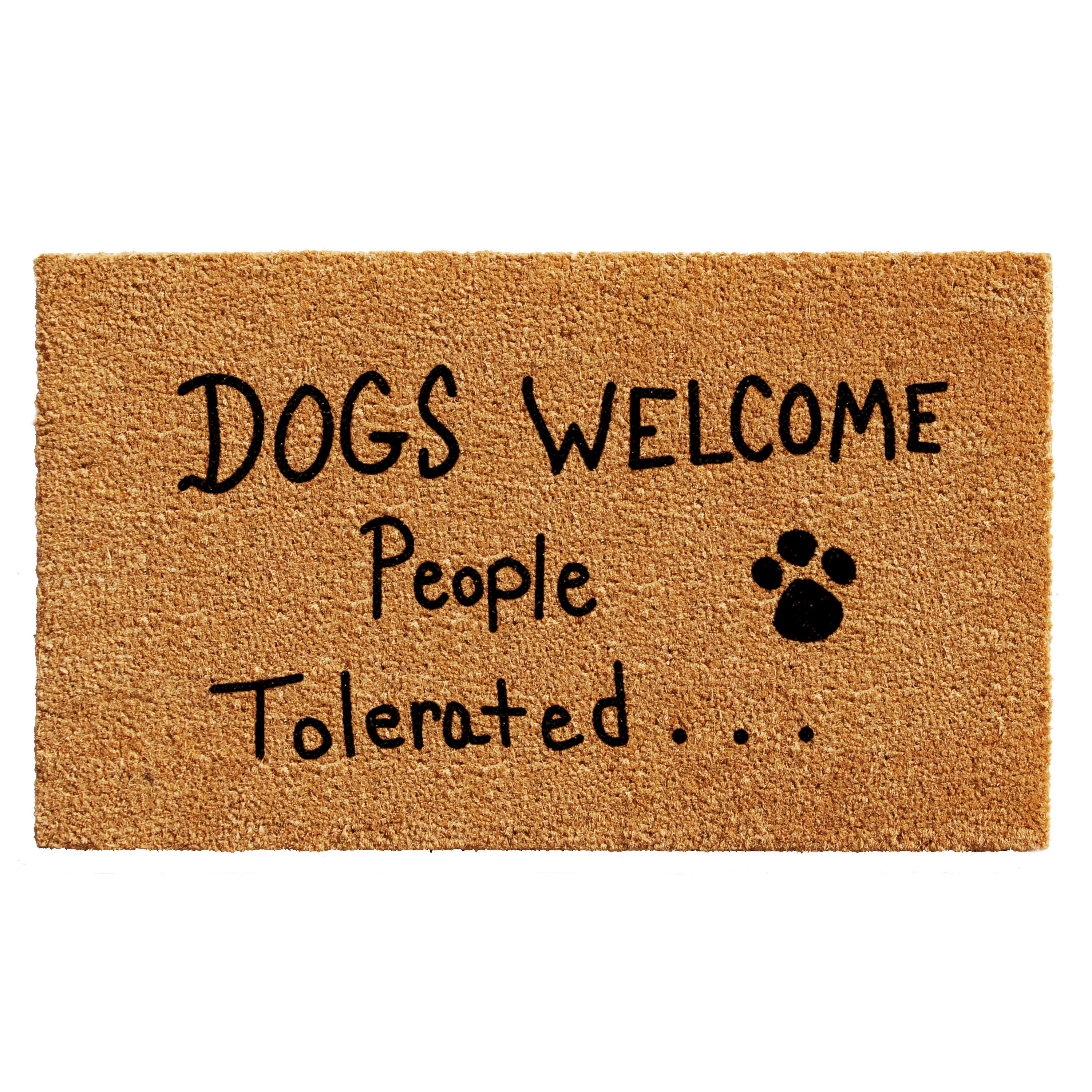 Natural Coir and Vinyl Outdoor Doormat with Black Text
