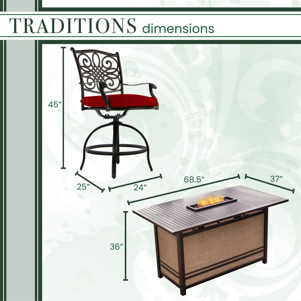 Hanover TRAD7PCFPBR-RED Patio-Dining-Sets - View #3