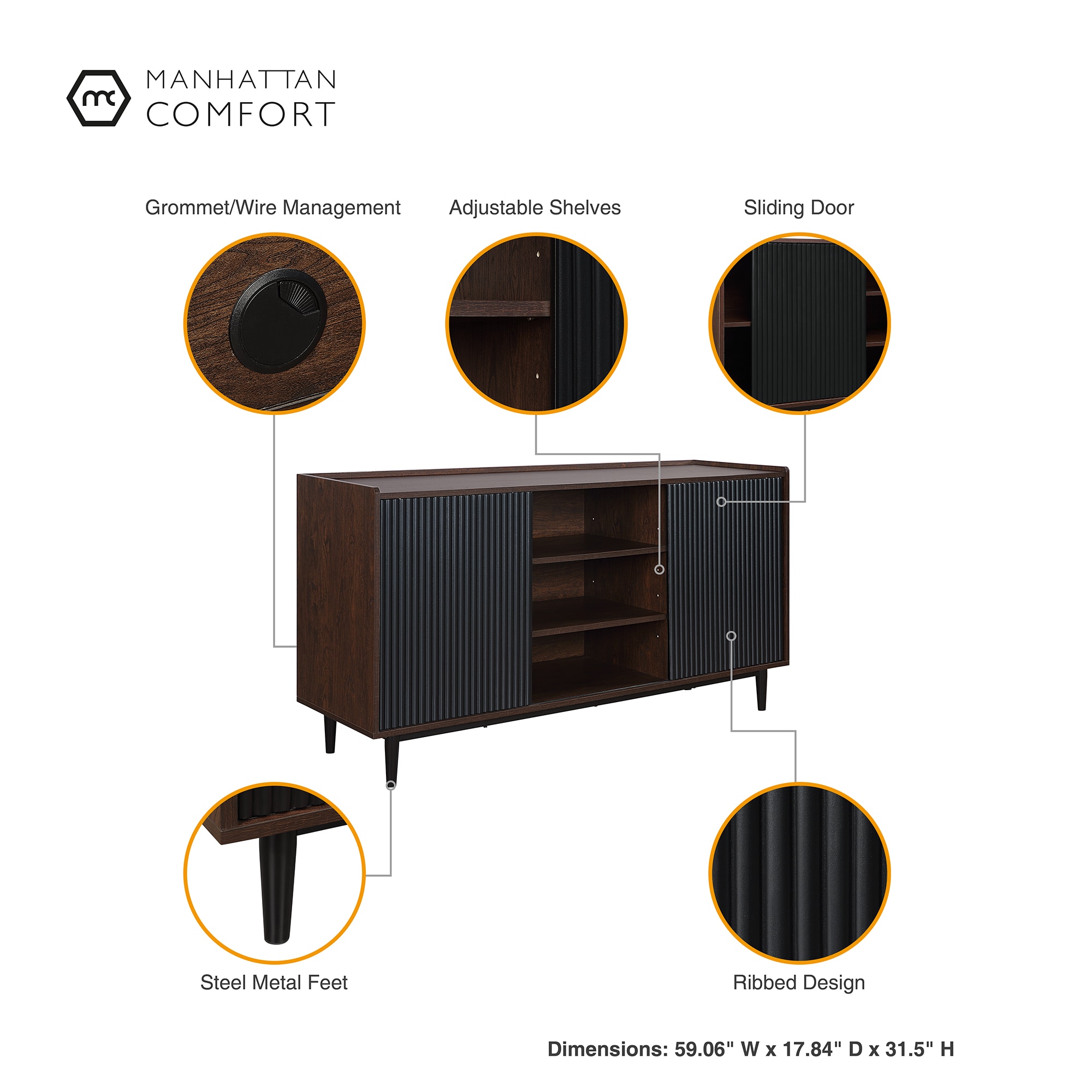 Manhattan Comfort SB-9GLF-BK Dining-Kitchen-Storarge - View #4