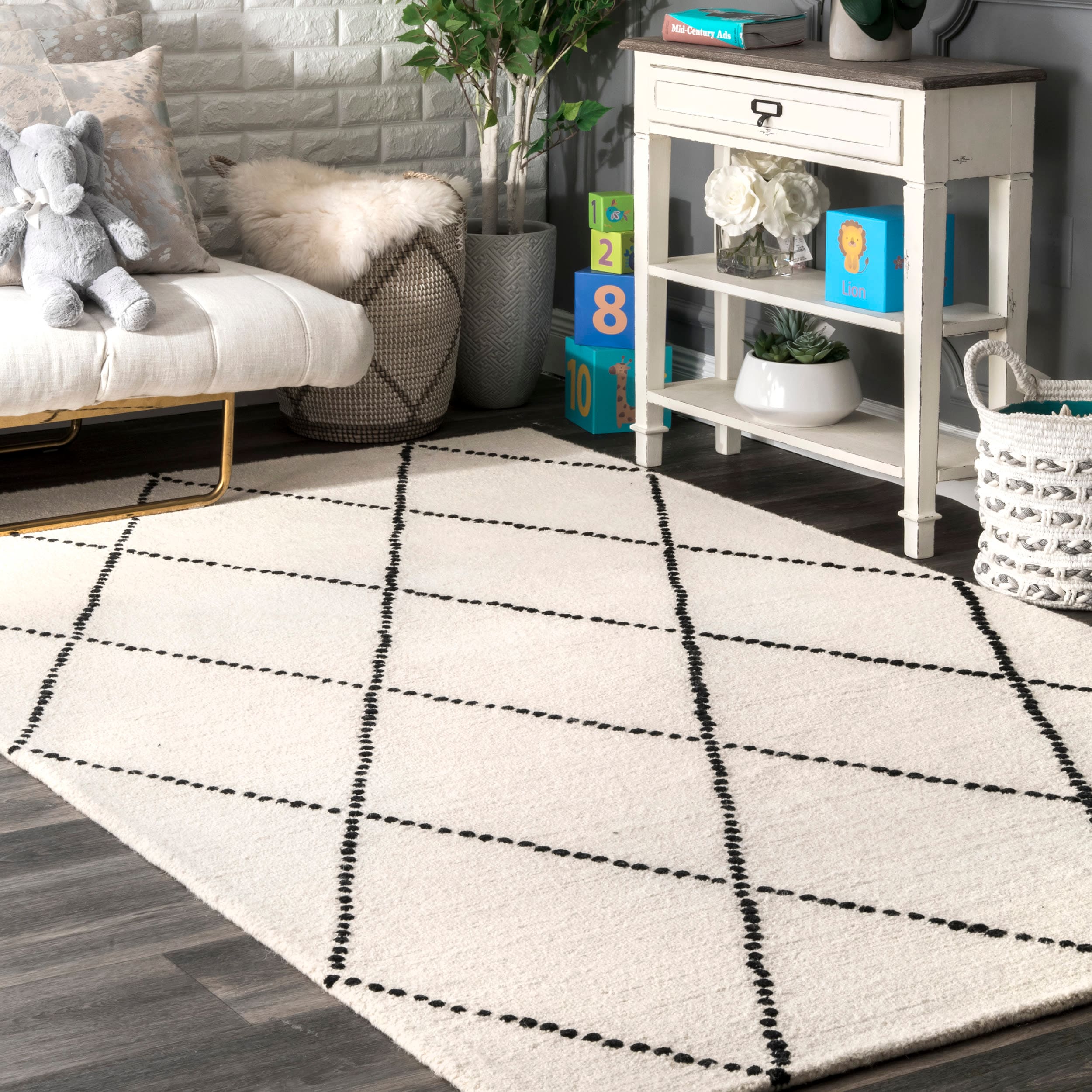nuLOOM MTVS176D-508 5 x 8 (ft) Tufted Wool Ivory Rectangular Indoor Trellis Area rug