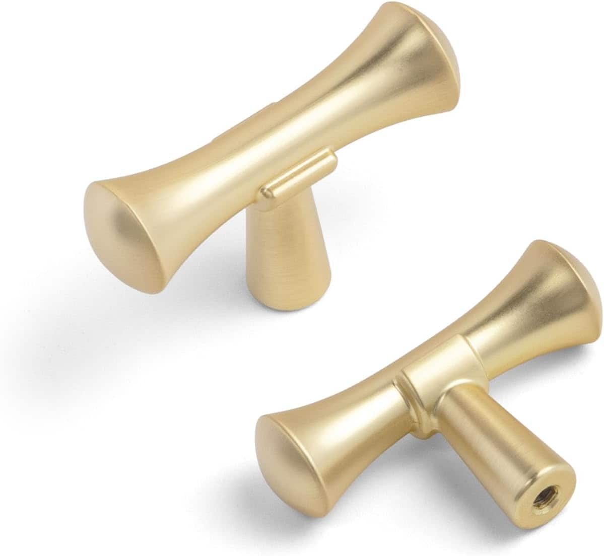 Miaokesen 6652TLS-DK 2-in Light Brushed Brass Bar Modern Cabinet Knob 6 -Pack