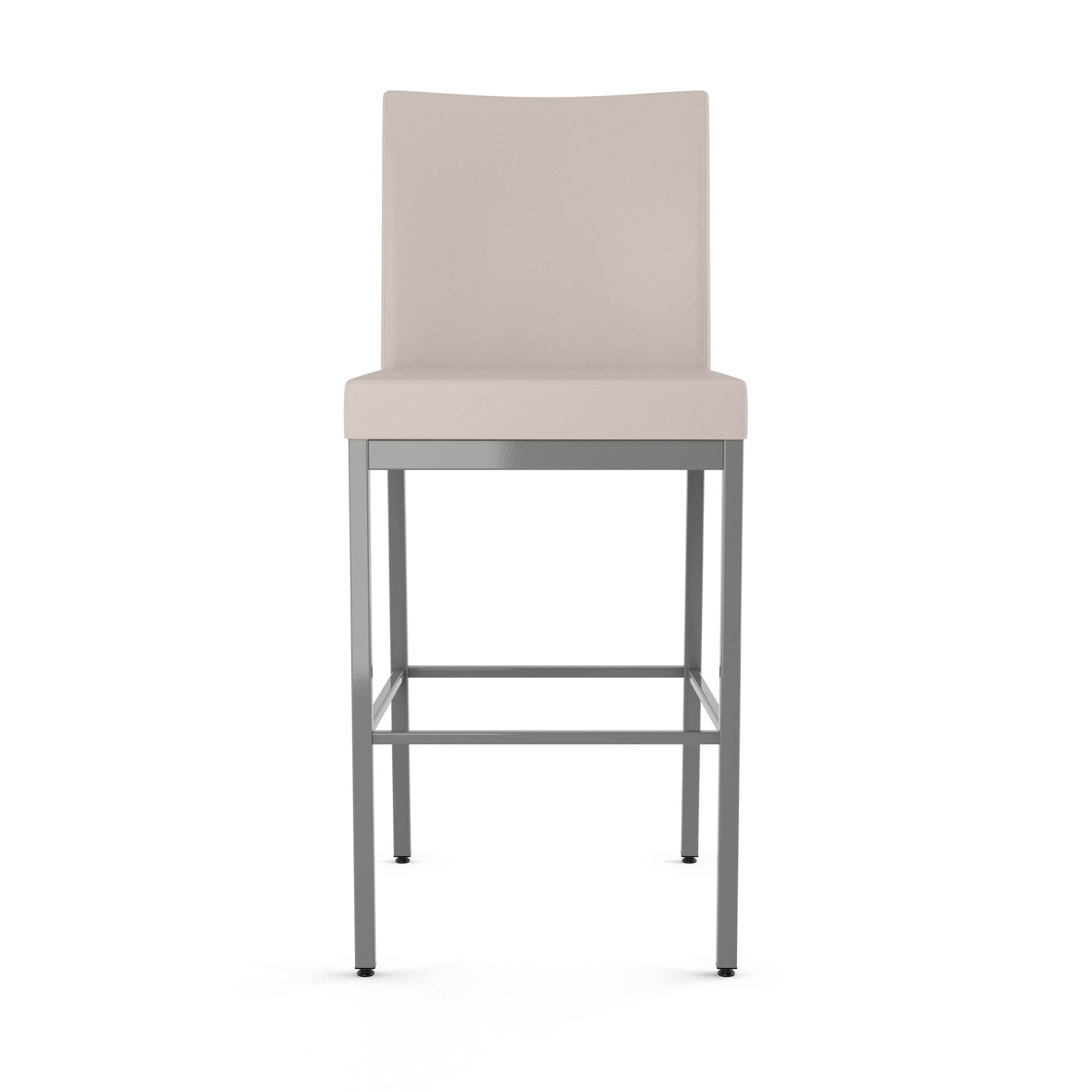 Elegant Perry 26'' Beige Faux Leather Counter Stool with Metallic Base