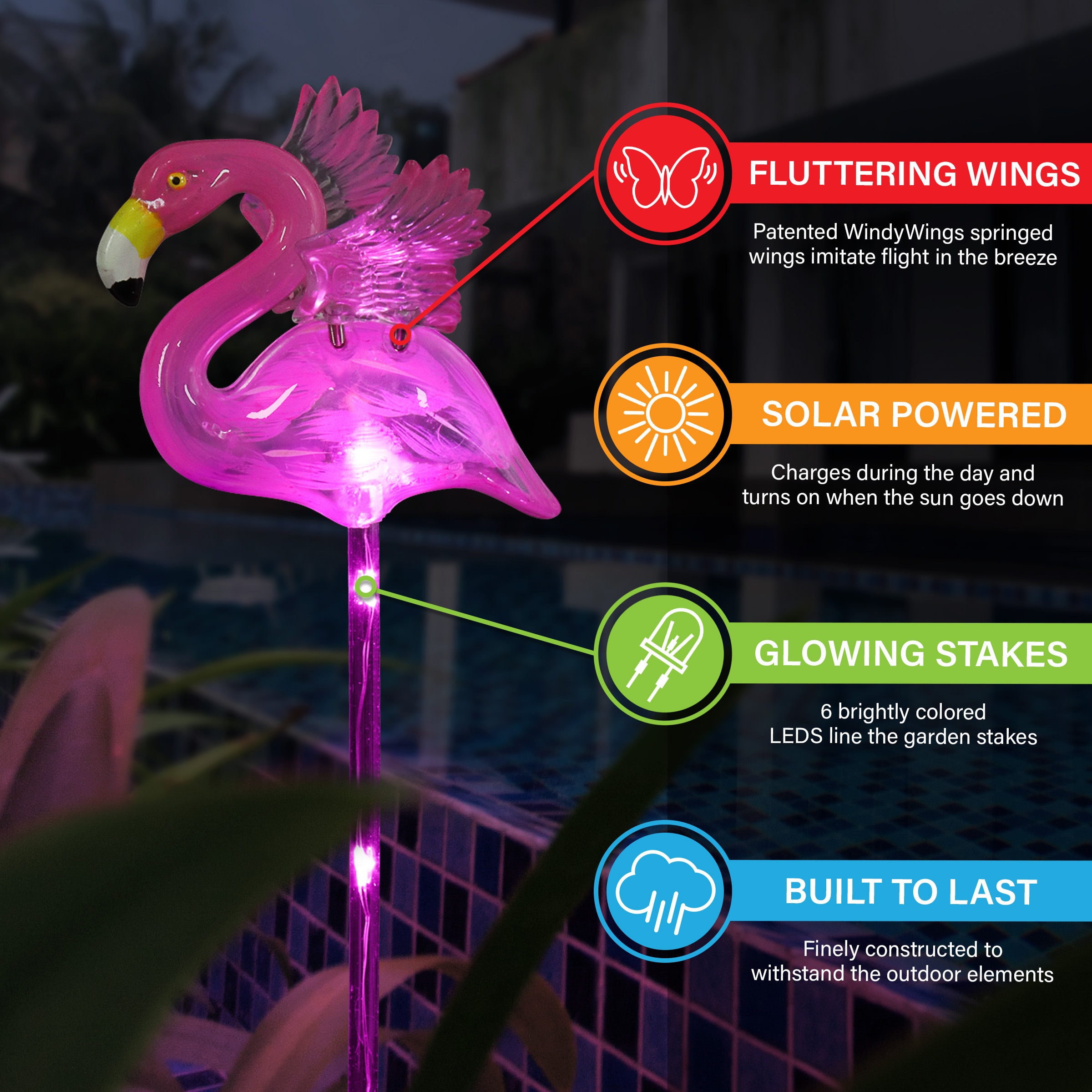 Exhart 27.4-in Pink Plastic Solar Flamingo Stake in the Garden