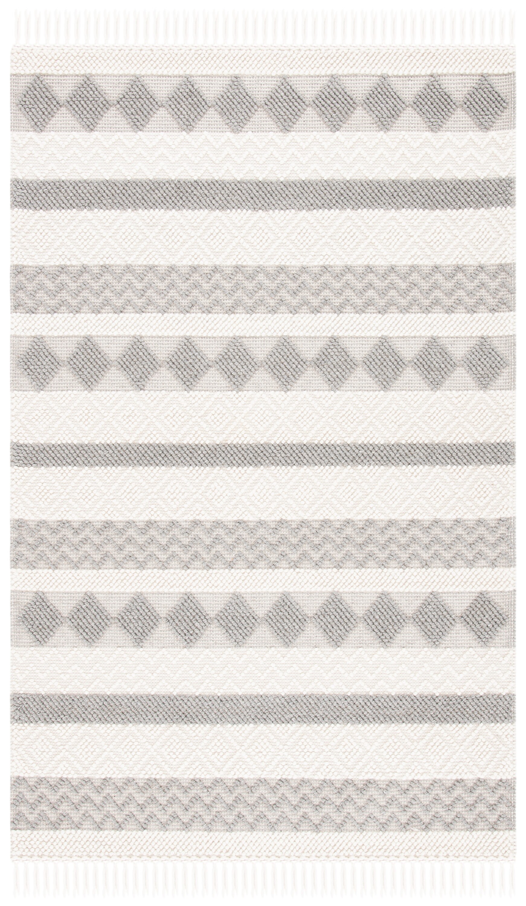 Safavieh NAT851A-5 Natura Walty 5 x 8 (ft) Wool Ivory/Gray Rectangular Indoor Tribal Bohemian/Eclectic Area rug