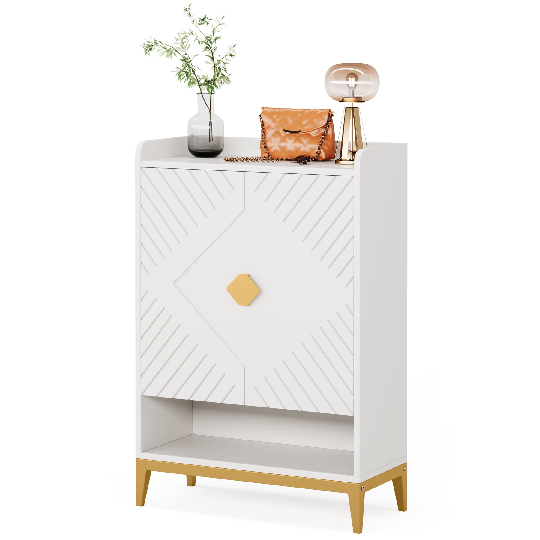 Tribesigns HOGA-NY046 43.11-in H 6 Tier 24 pair white MDF Shoe cabinet