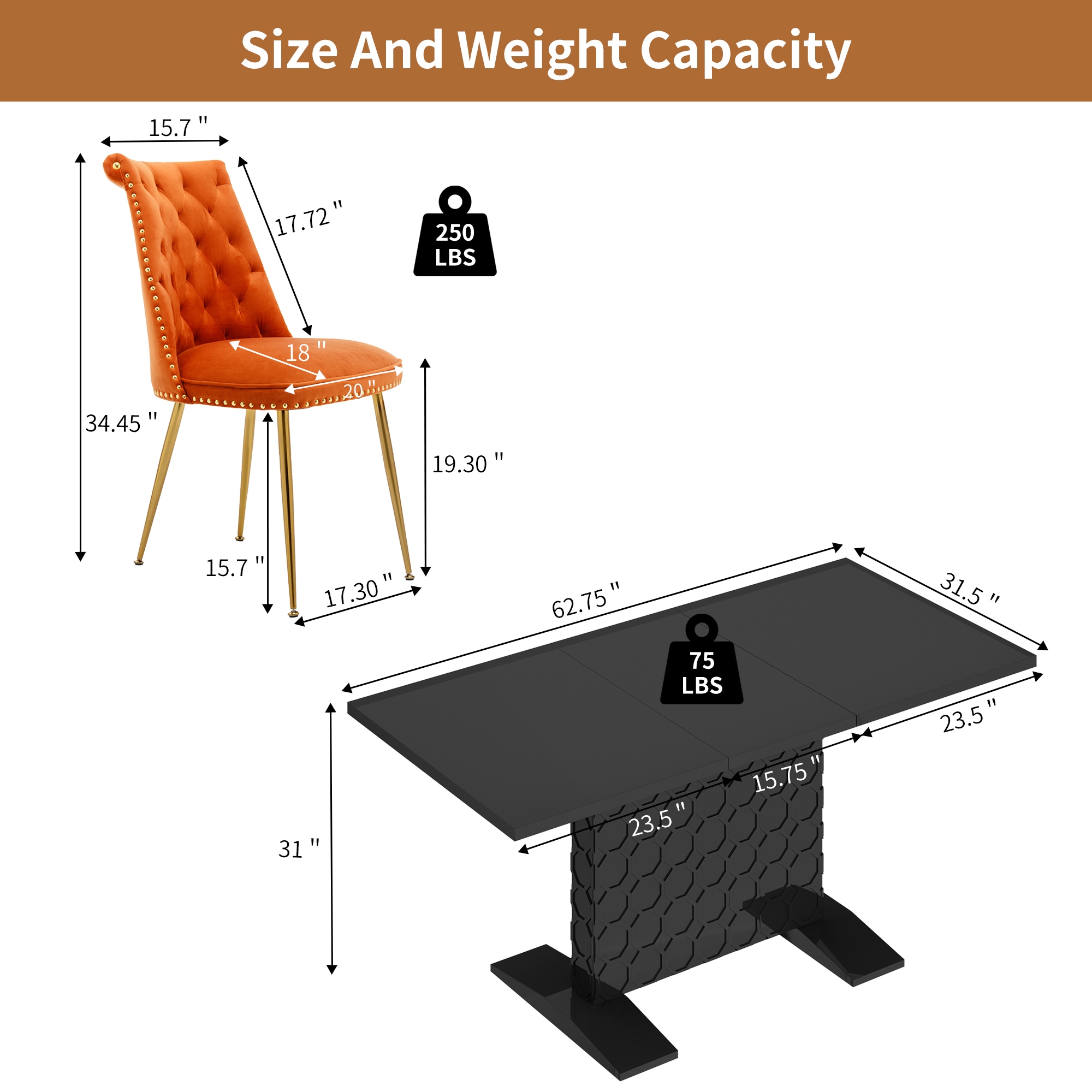 Clihome CL-ST1-BK703OG Dining-Sets - View #7